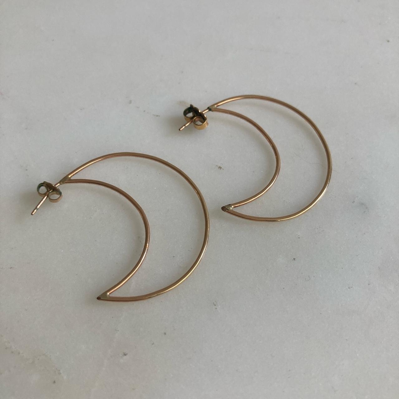 Product Image 4 - Rose gold moon hoops
14k plated