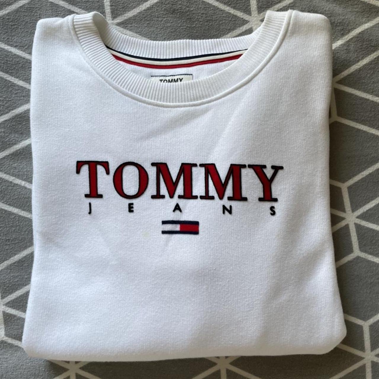 Genuine Tommy Hilfiger Sweater / Jumper in White -... - Depop