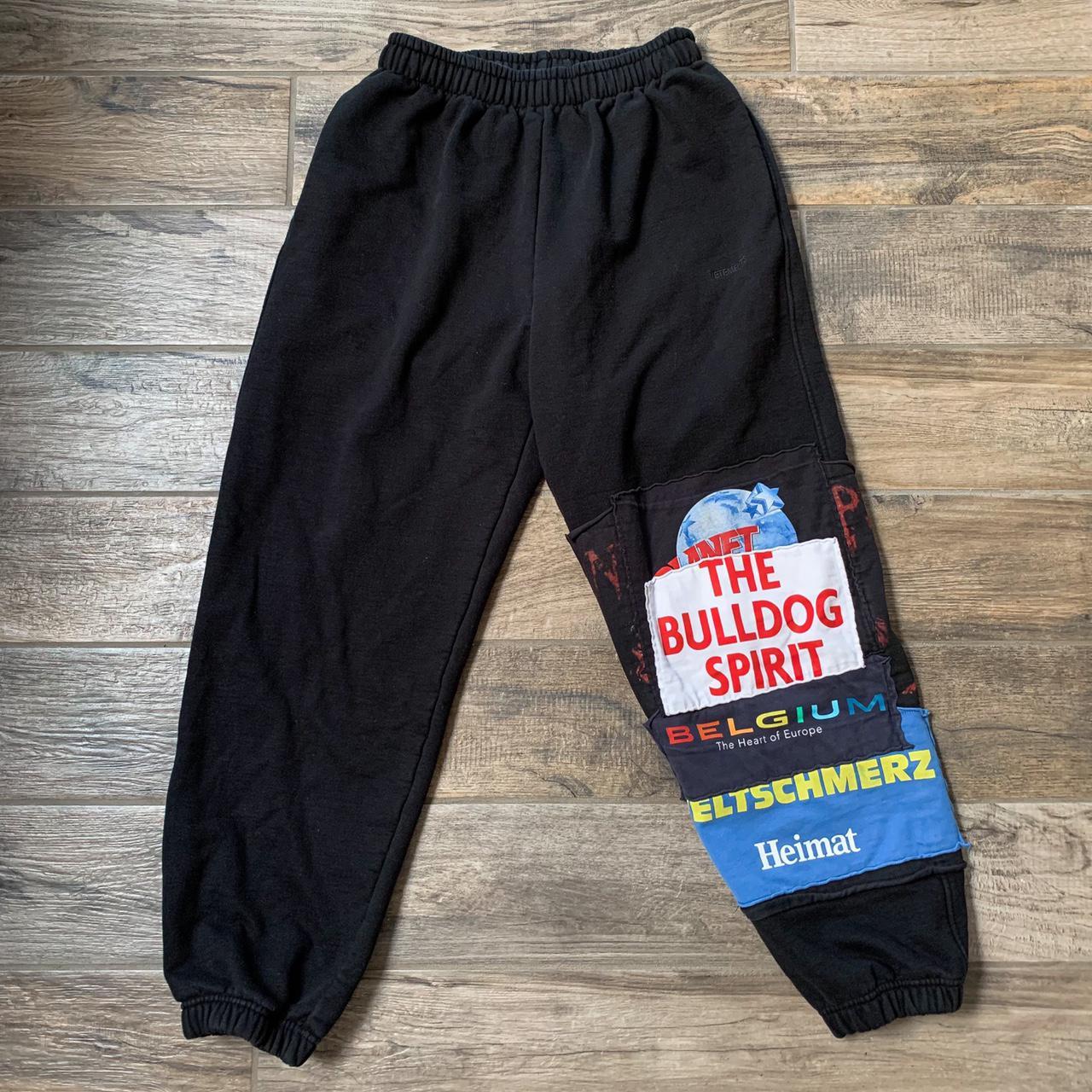 vetements patchwork sweatpants in black bulldog