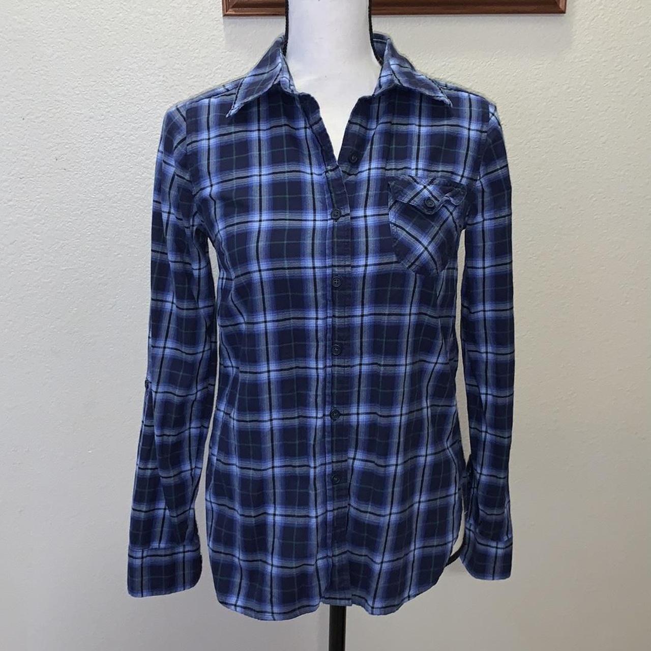 Delias Blue Plaid Long Sleeve Shirt Size Small 1 Depop