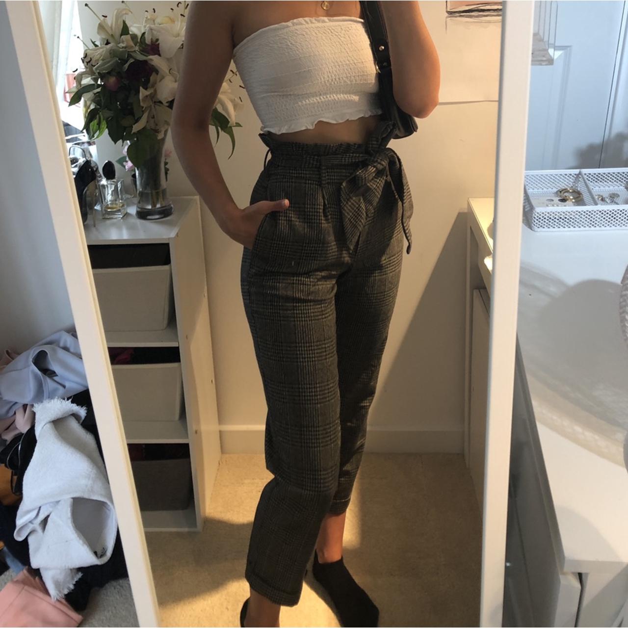 Checkered Topshop Paper bag waist UK