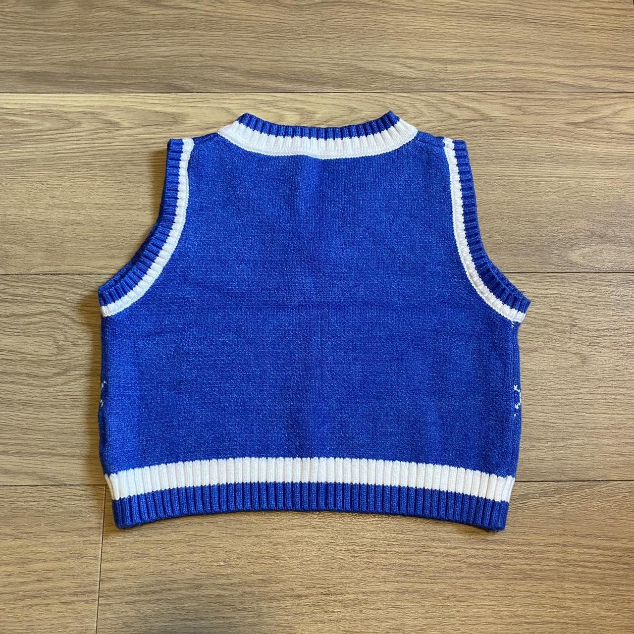 Argyle Cropped Sweater Vest In Blue Size M But Depop