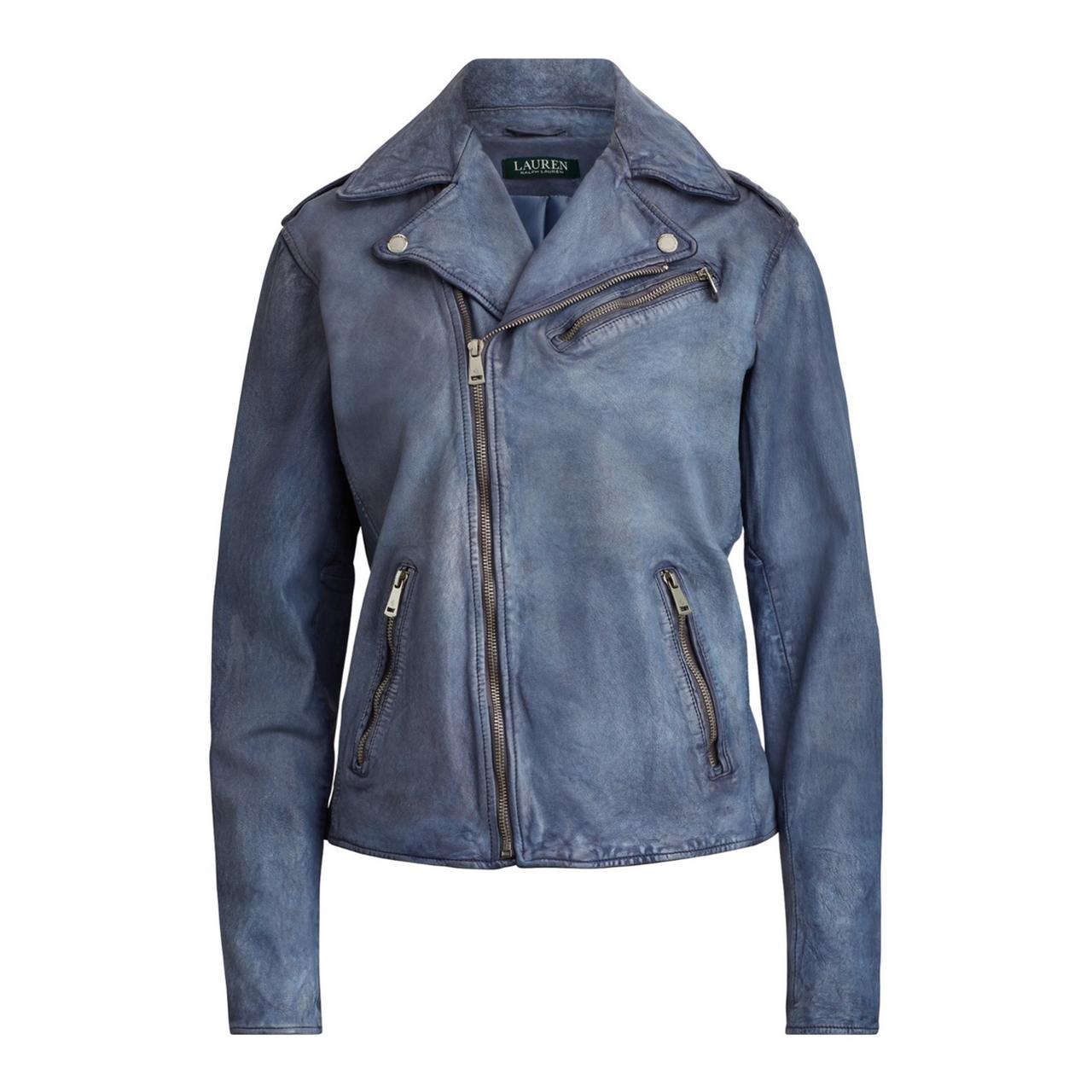 ralph lauren blue leather jacket