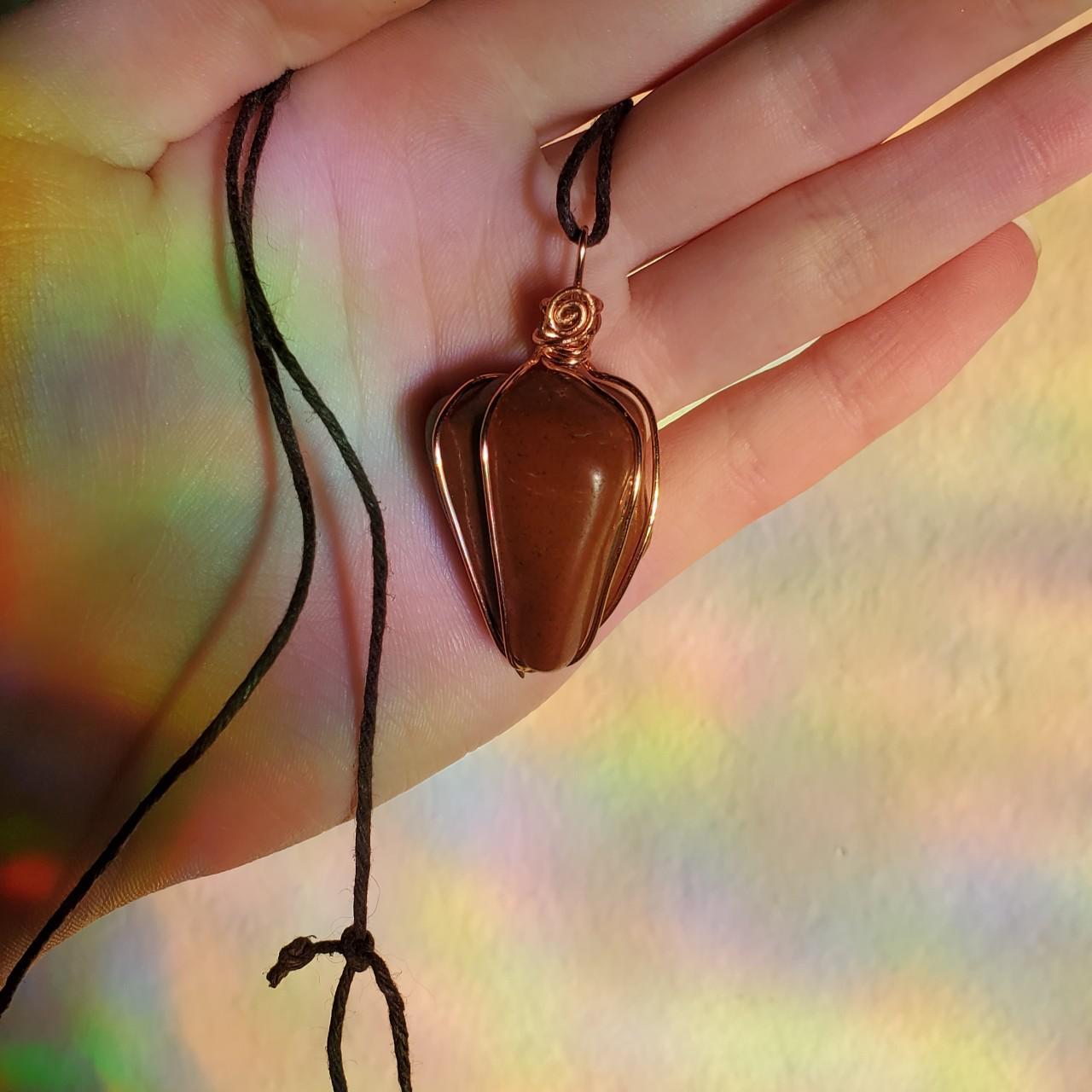 Handmade Copper Wire Wrapped Red Jasper Sliding Cord Depop