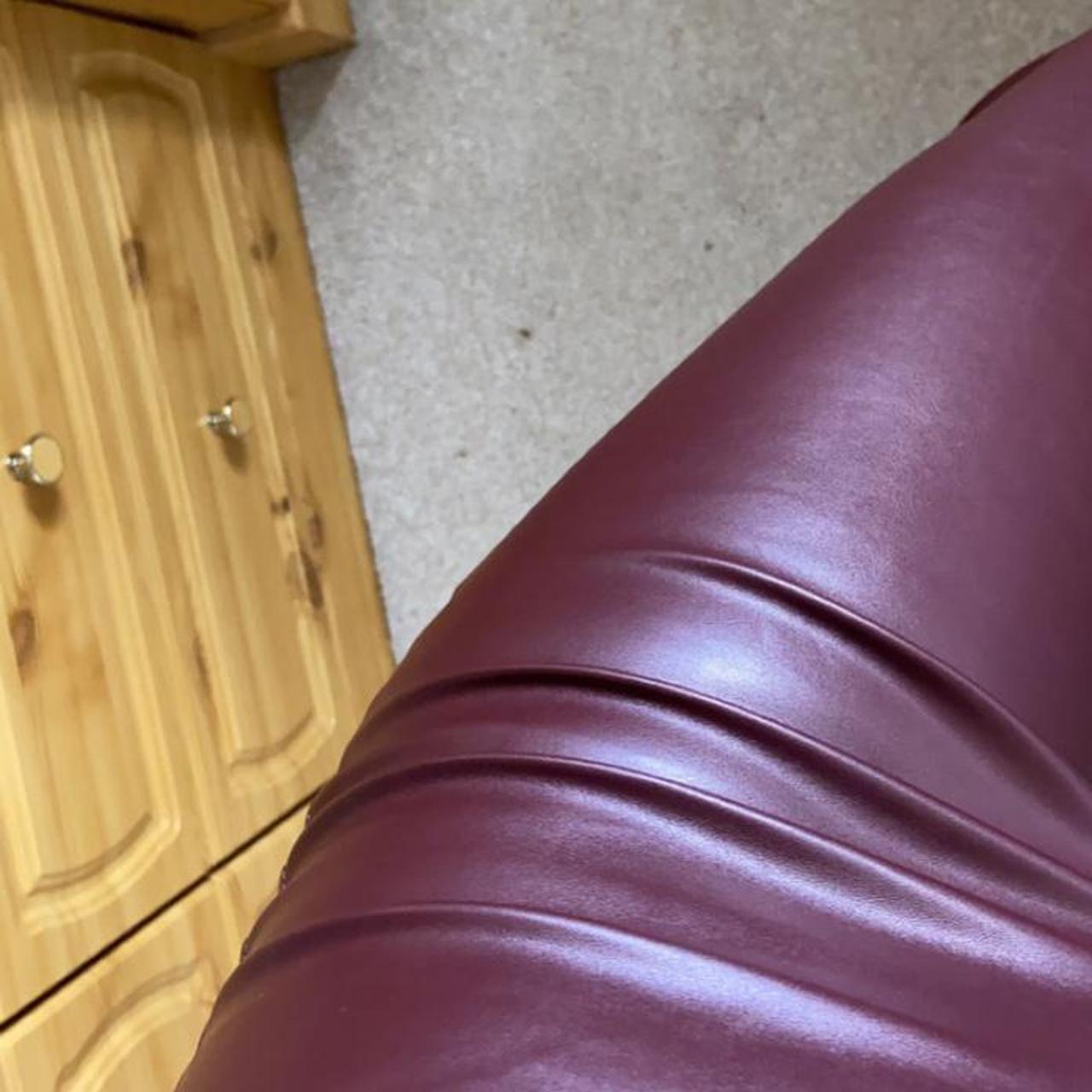 PLT burgundy faux leather leggings. Brand new, - Depop