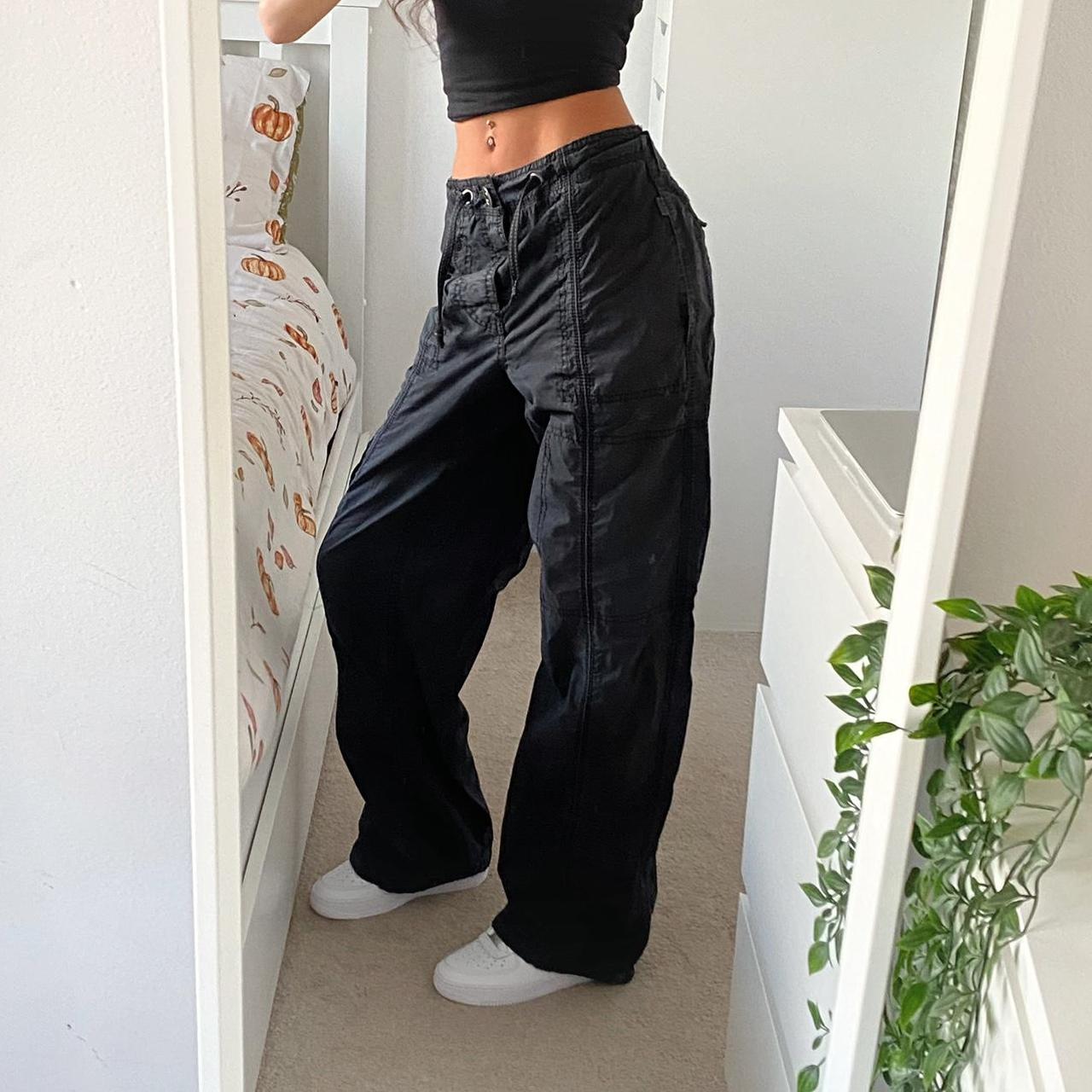 vintage-2000-s-low-rise-black-wide-leg-cargo-depop