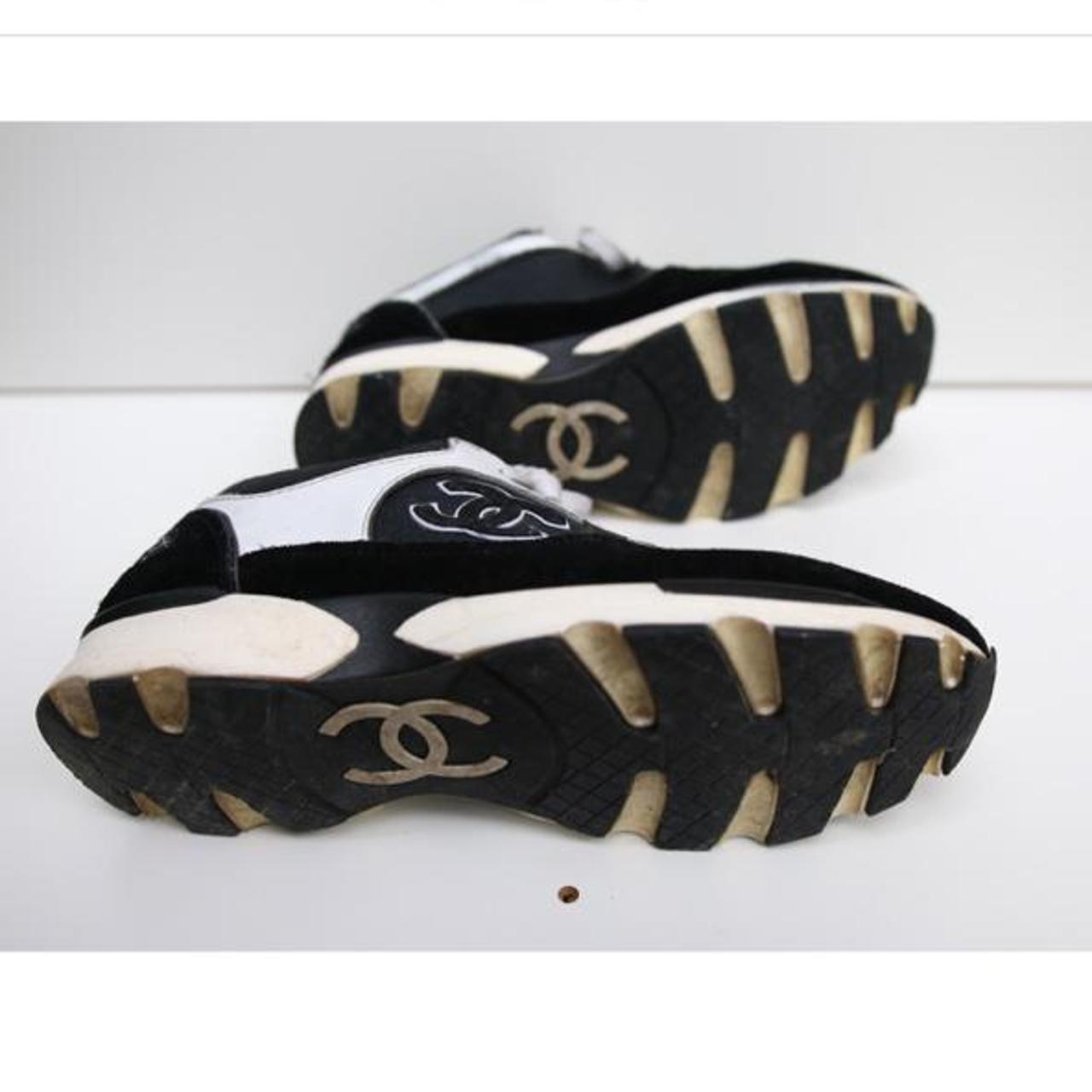 Chanel sneakers trainers size 6 Says size 40 Black - Depop