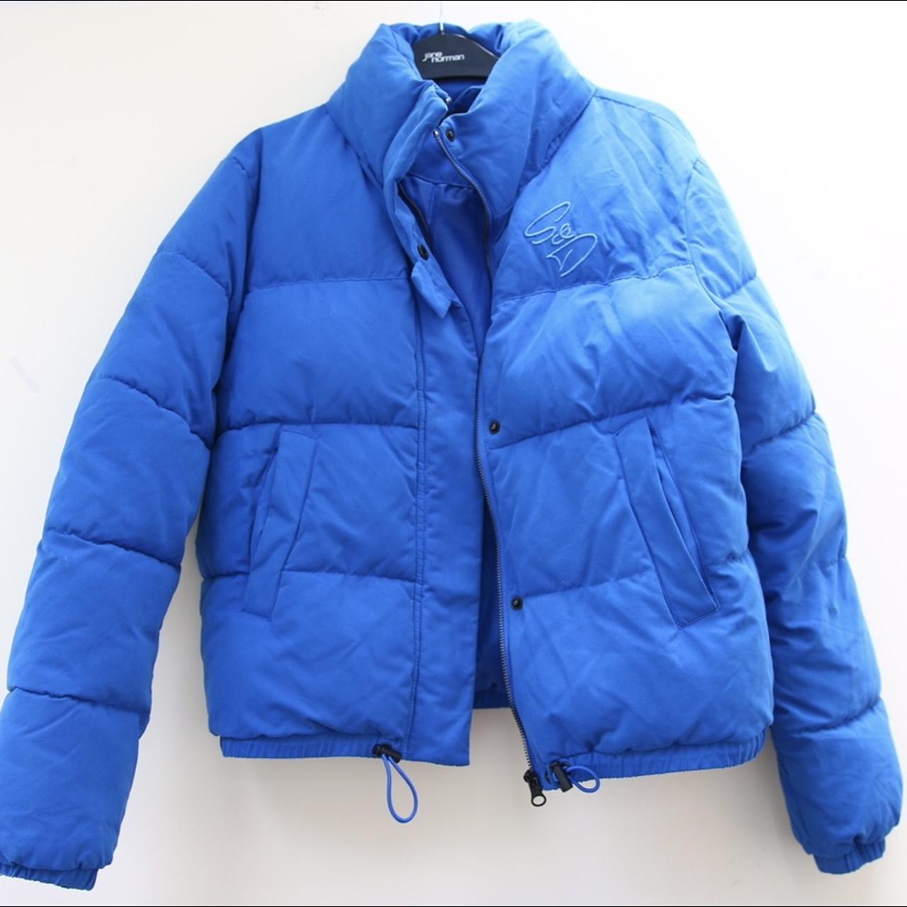 SDNY supply and demand size 8 blue puffer jacket... - Depop