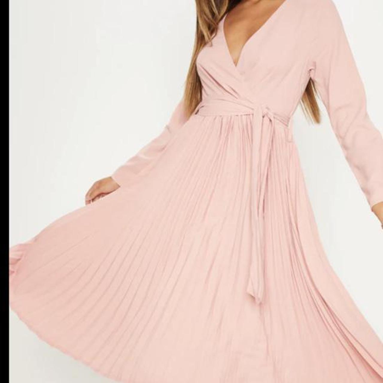 Rose long sleeve pleated midi clearance dress