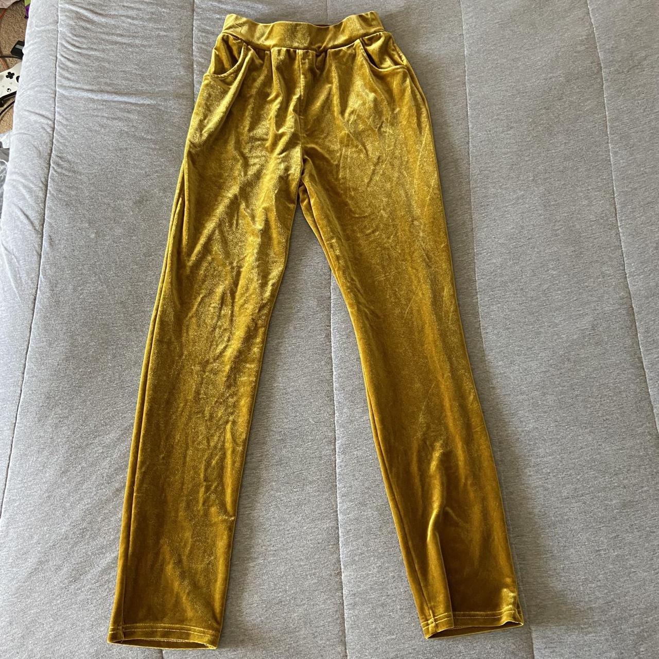 Gold velvet stretchy pants! - Depop