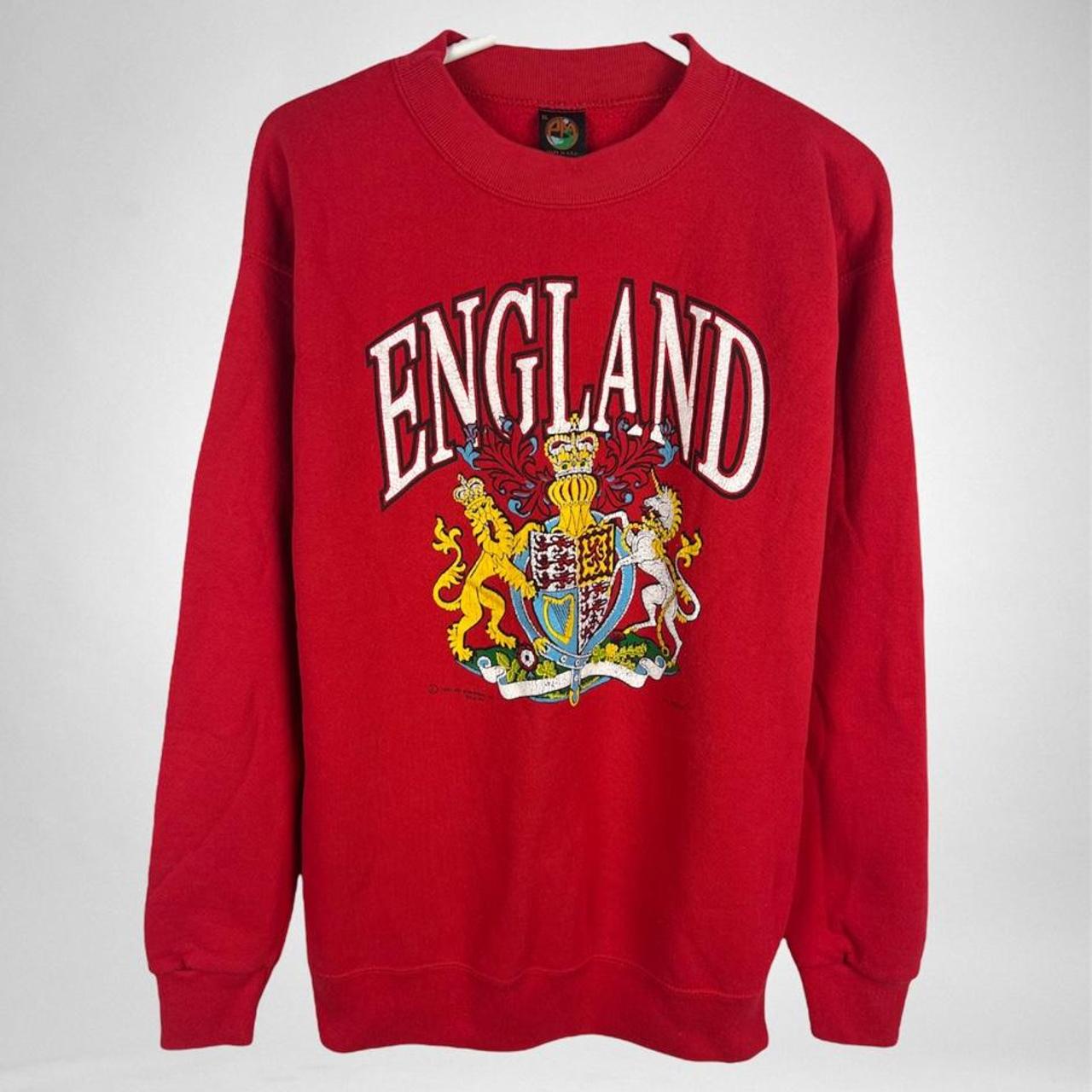 Vintage 1990 England Royal Crest Crewneck Sweatshirt... - Depop