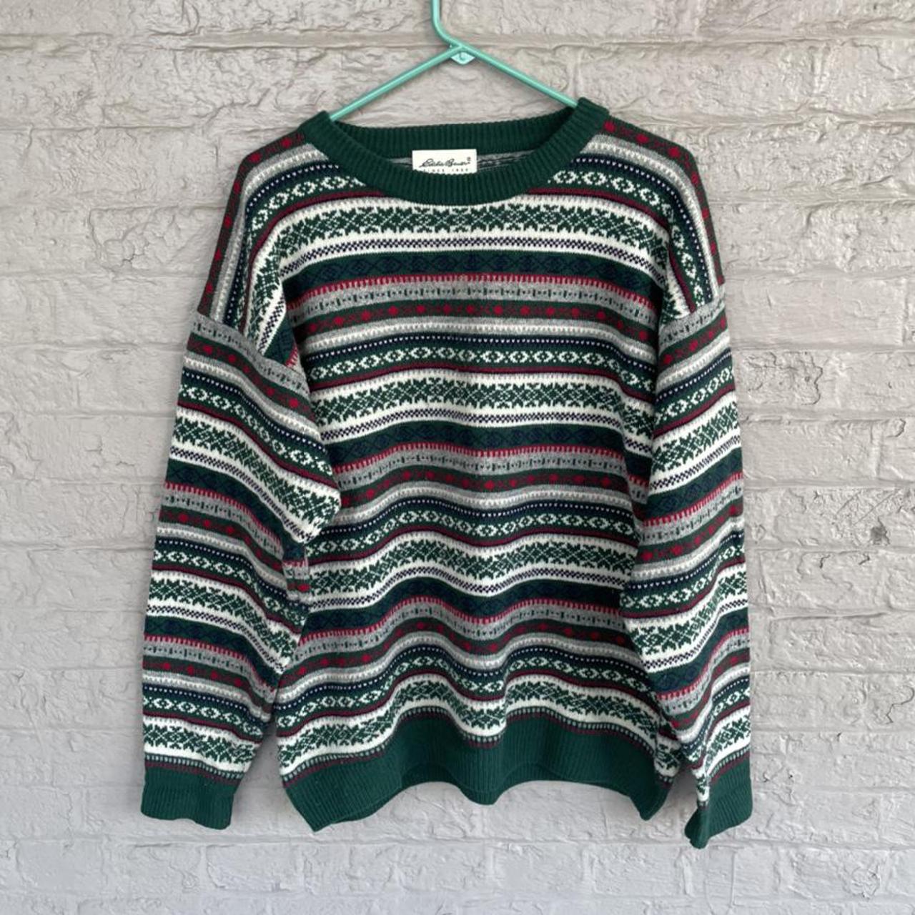 Vintage Eddie Bauer 100% Wool Christmas Sweater... - Depop