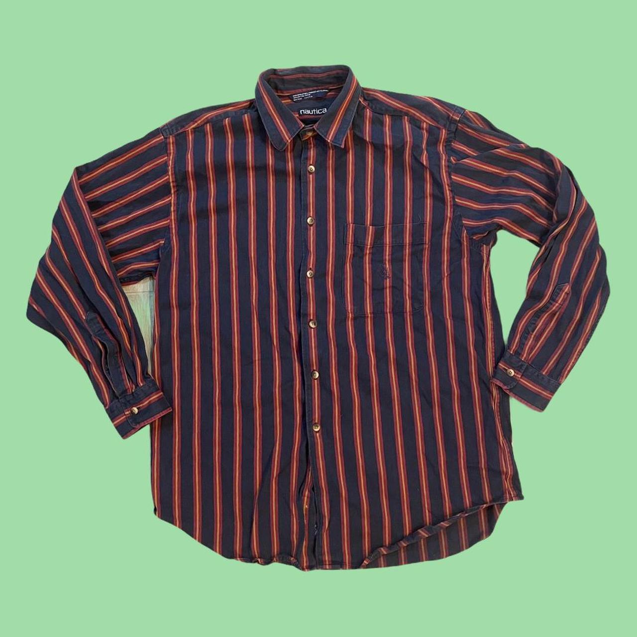 Nautica Long Sleeve Vertical Stripe Button Down Shirt
