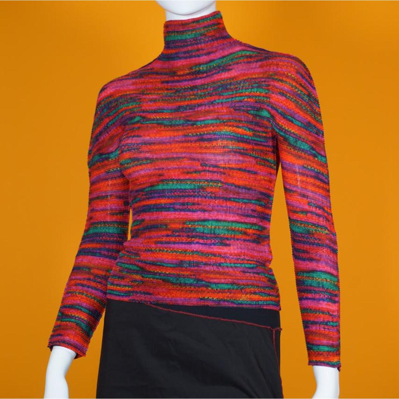 ISSEY MIYAKE multi-coloured turtleneck top from the... - Depop