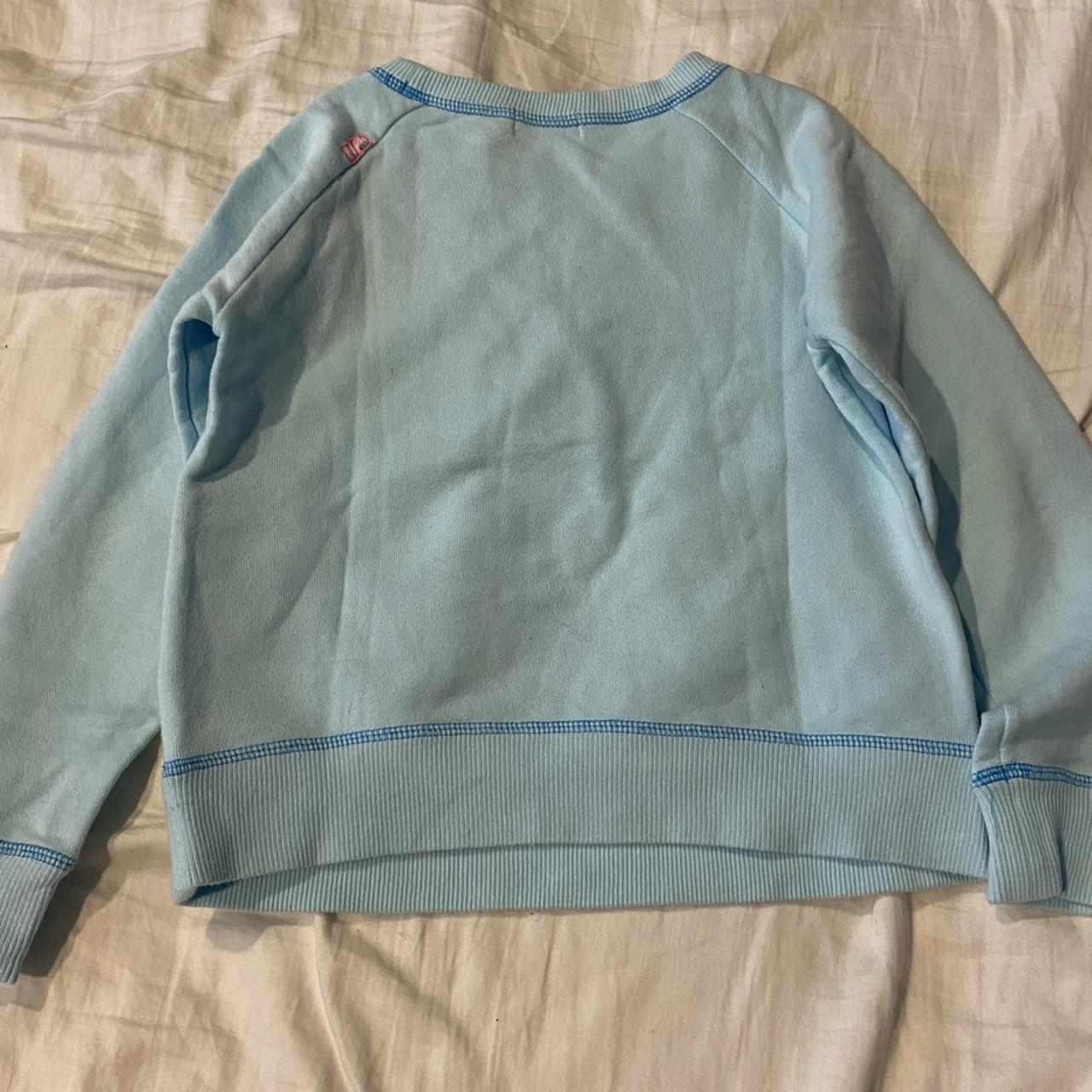 adorable rare angel blue sweater 😁 cute patchwork... - Depop
