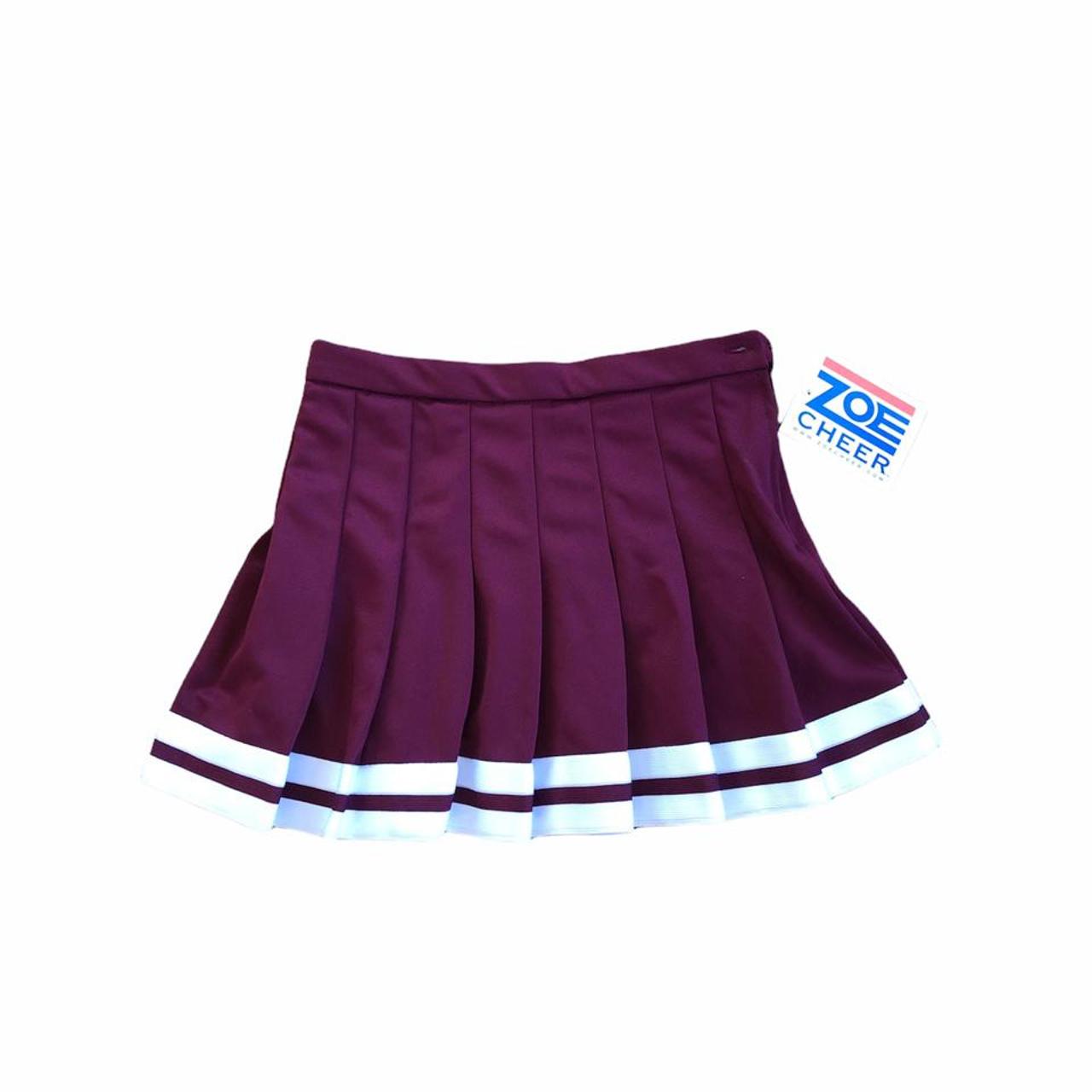 BNWT deadstock maroon cheer skirt with white stripes... - Depop