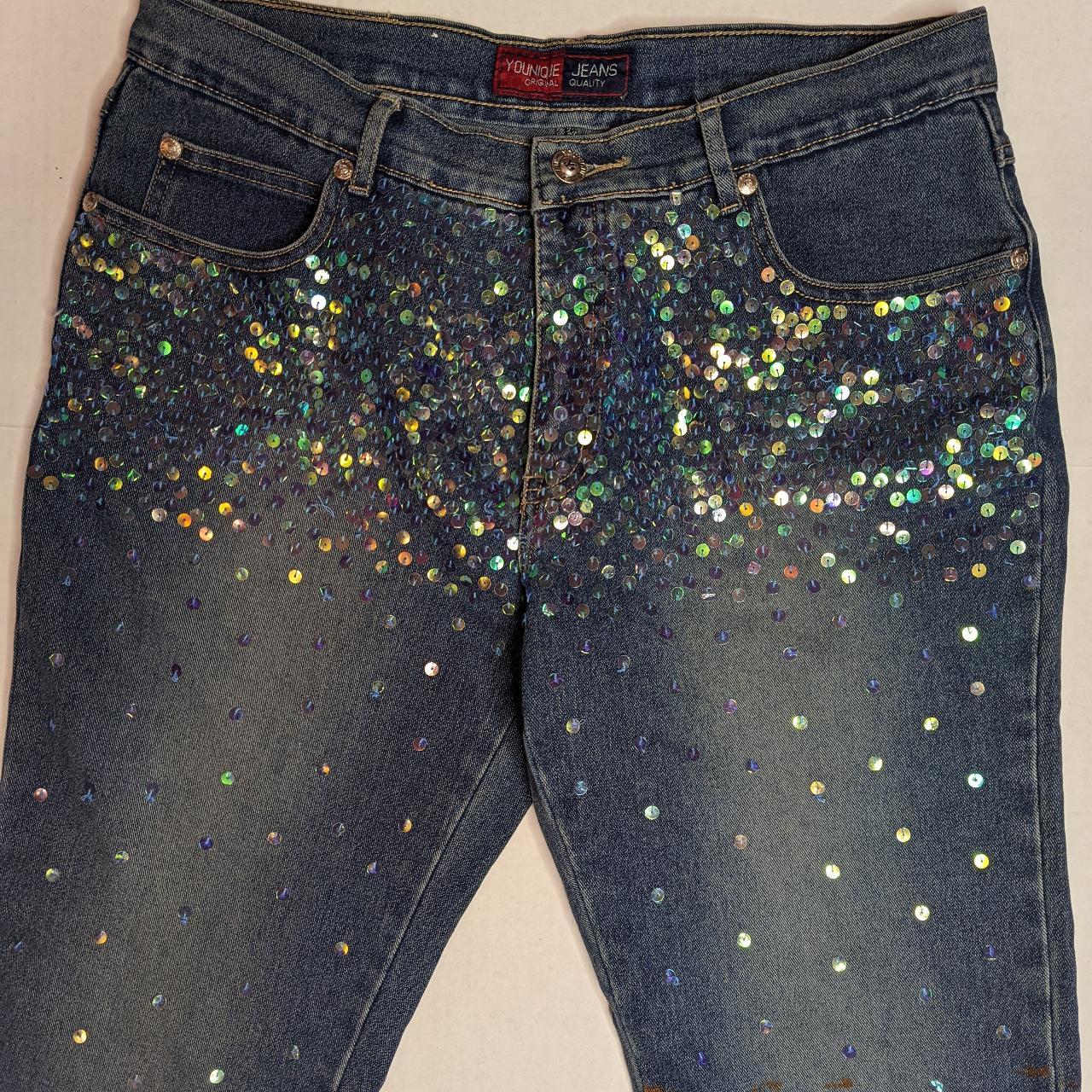 Product Image 4 - Y2k Sequin Flare Jeans
stretchy comfy