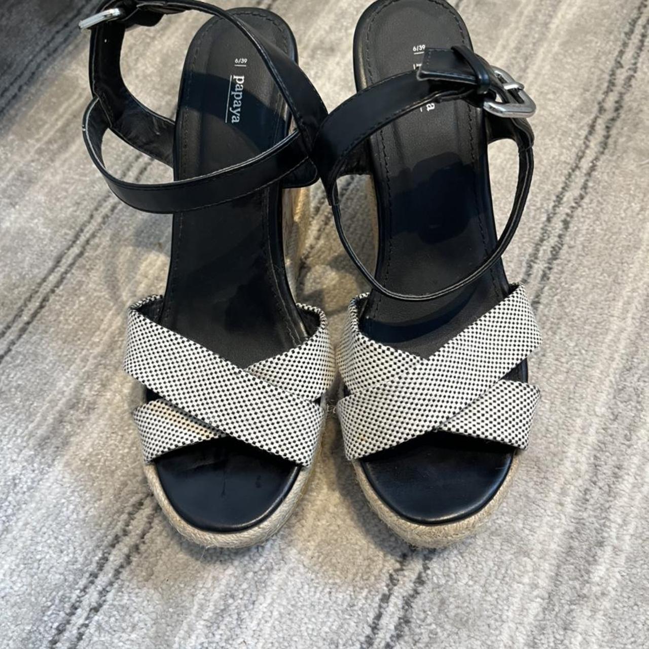 Women's Black and White Sandals | Depop