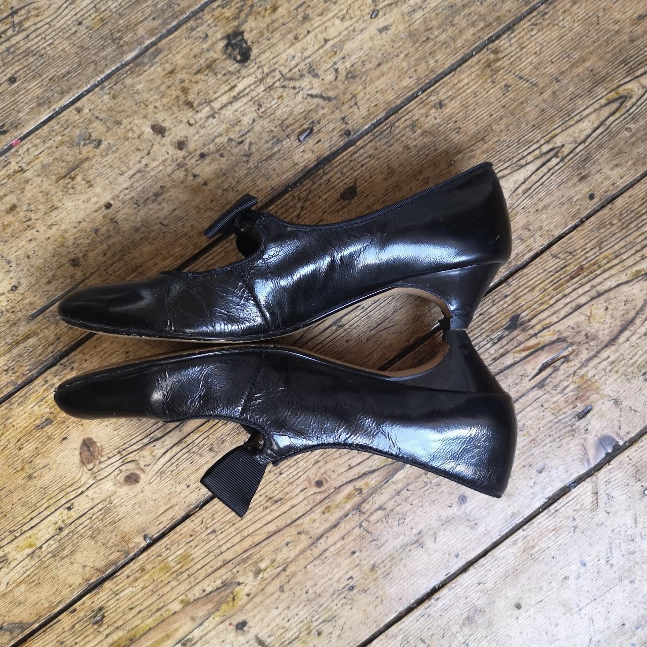 Vintage Mary jane shoes. Black. Bow detail with... - Depop