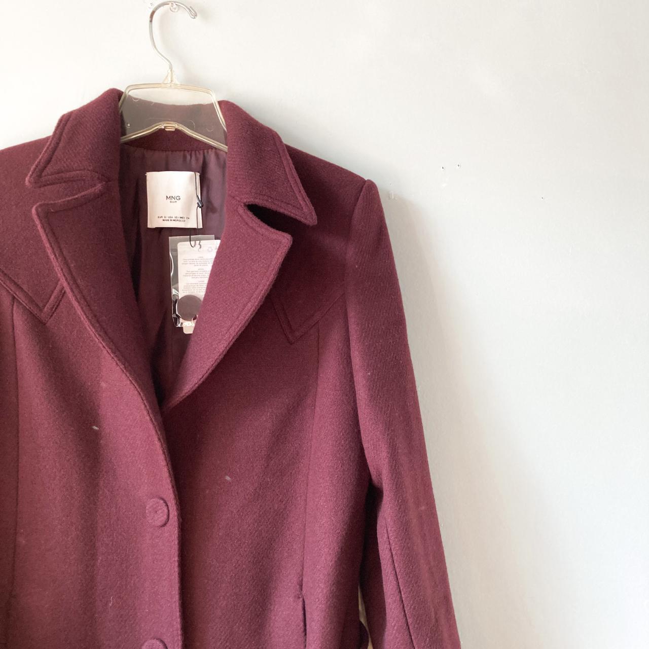 Mango Women's Burgundy and Red Coat | Depop