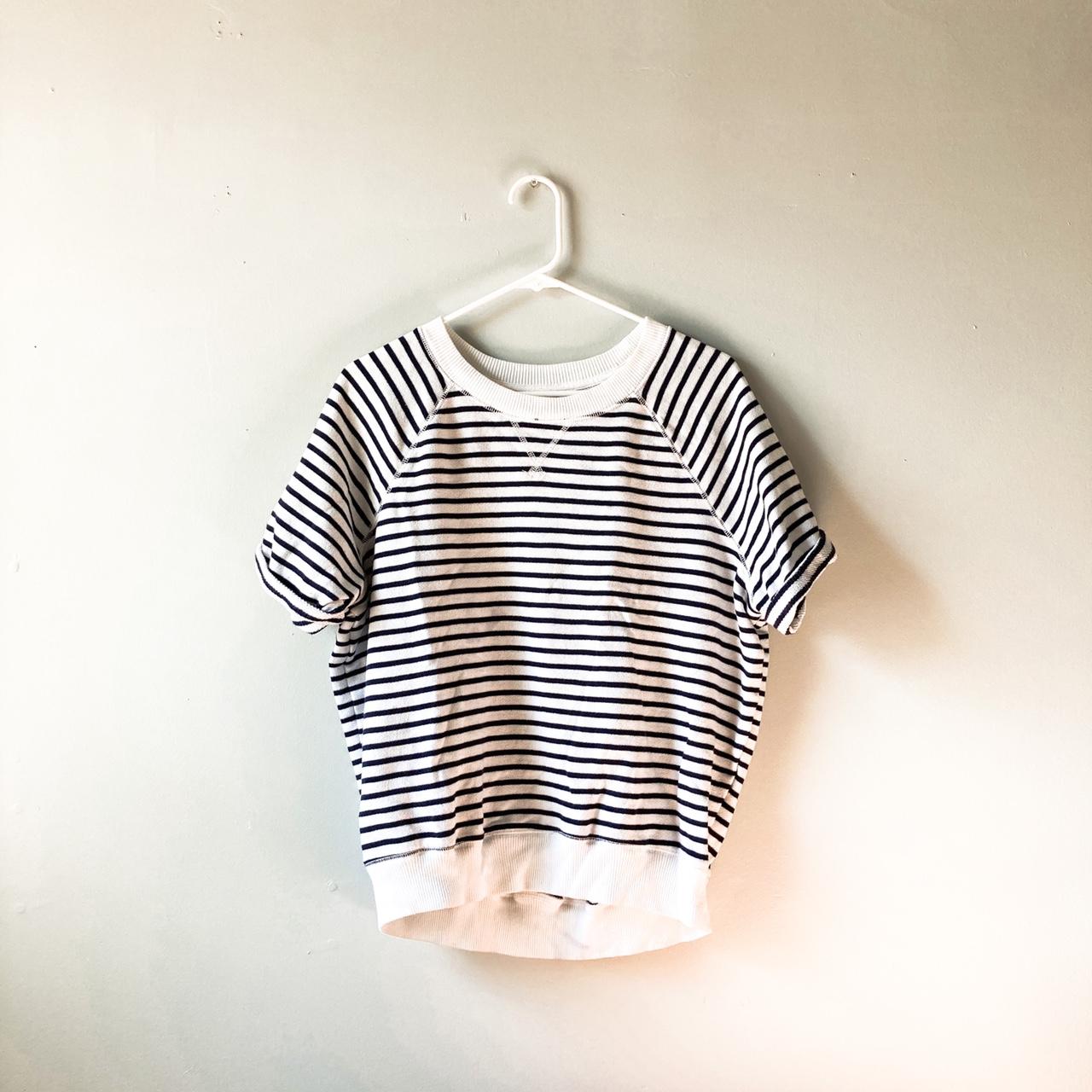 Aerie Striped Short Sleeve Sweatshirt SIZE