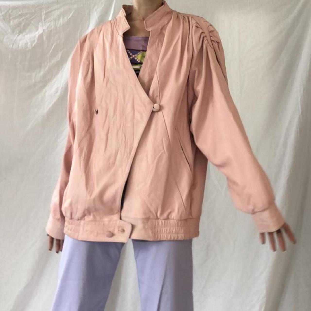 The most amazing vintage pastel pink leather jacket... Depop