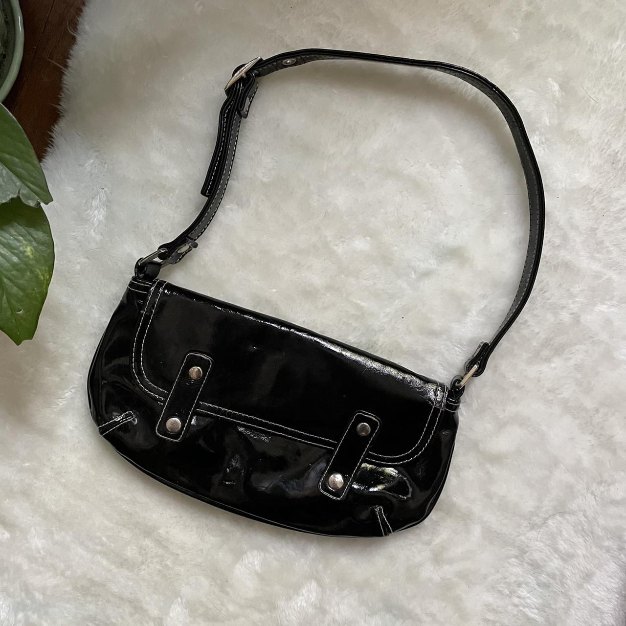 Black mini purse. Little tiny y2k black patent faux... - Depop