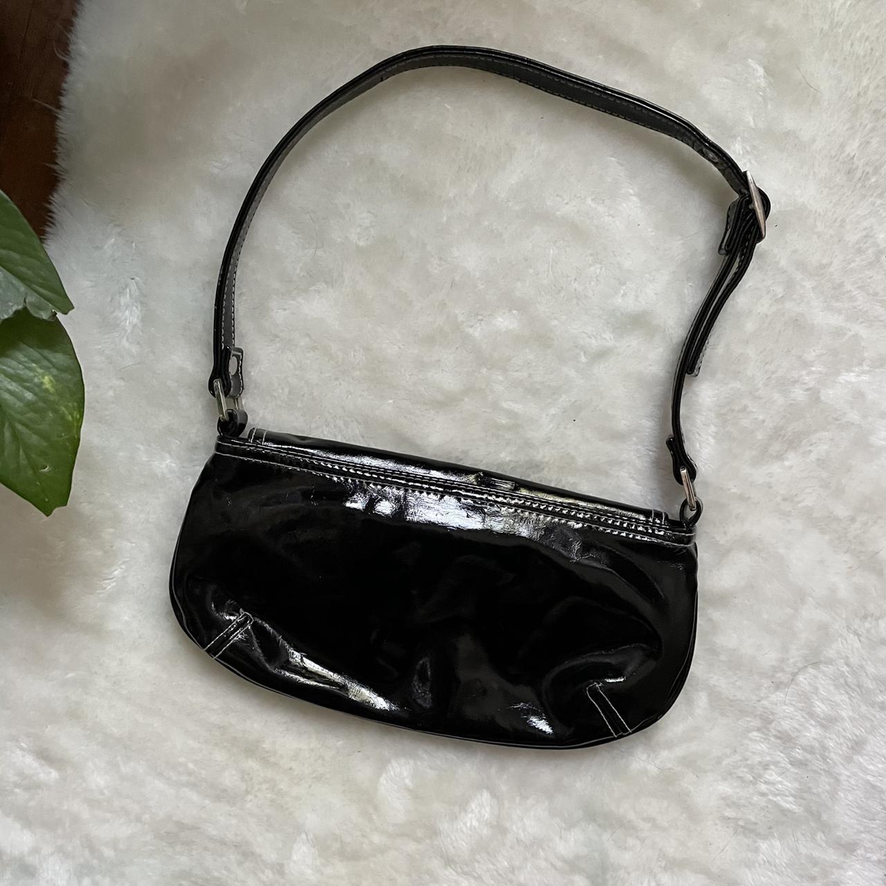 Black mini purse. Little tiny y2k black patent faux... - Depop