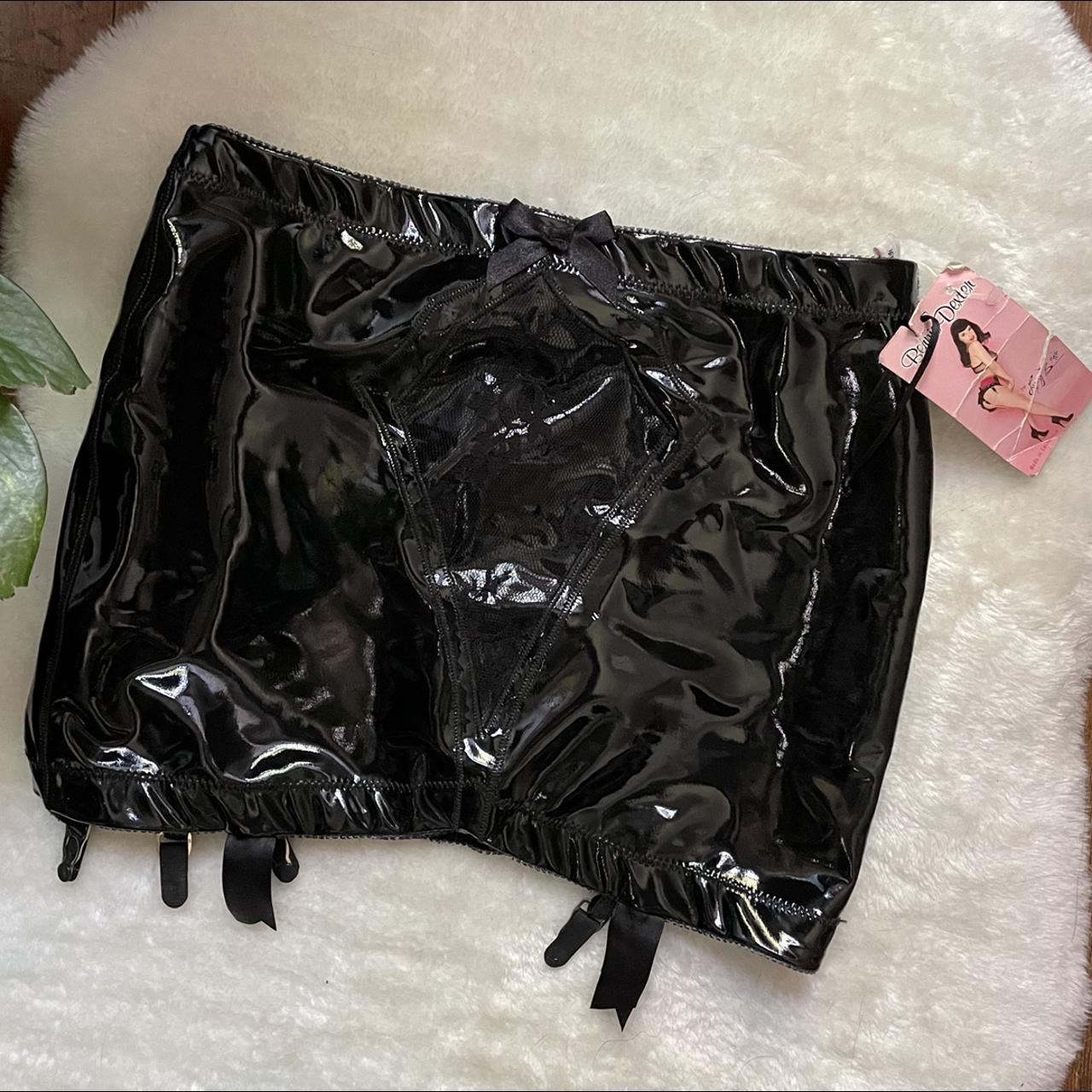Bernie Dexter black licorice whip PVC girdle/garter.... Depop