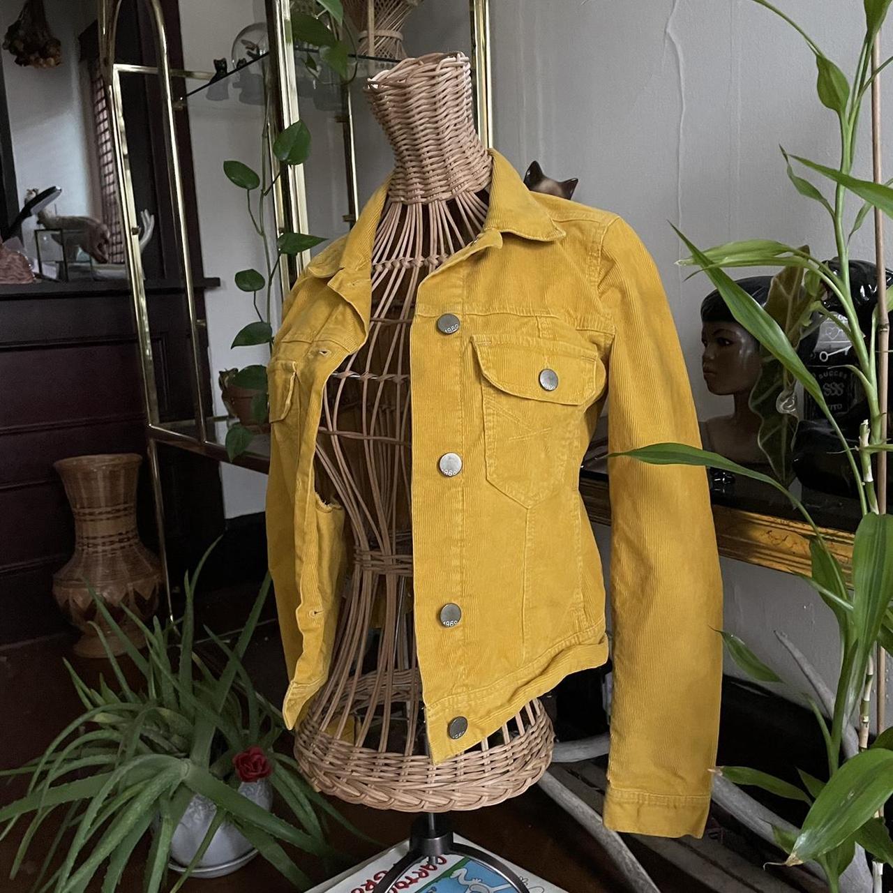 Yellow corduroy jacket. Bright mustard yellow button... Depop