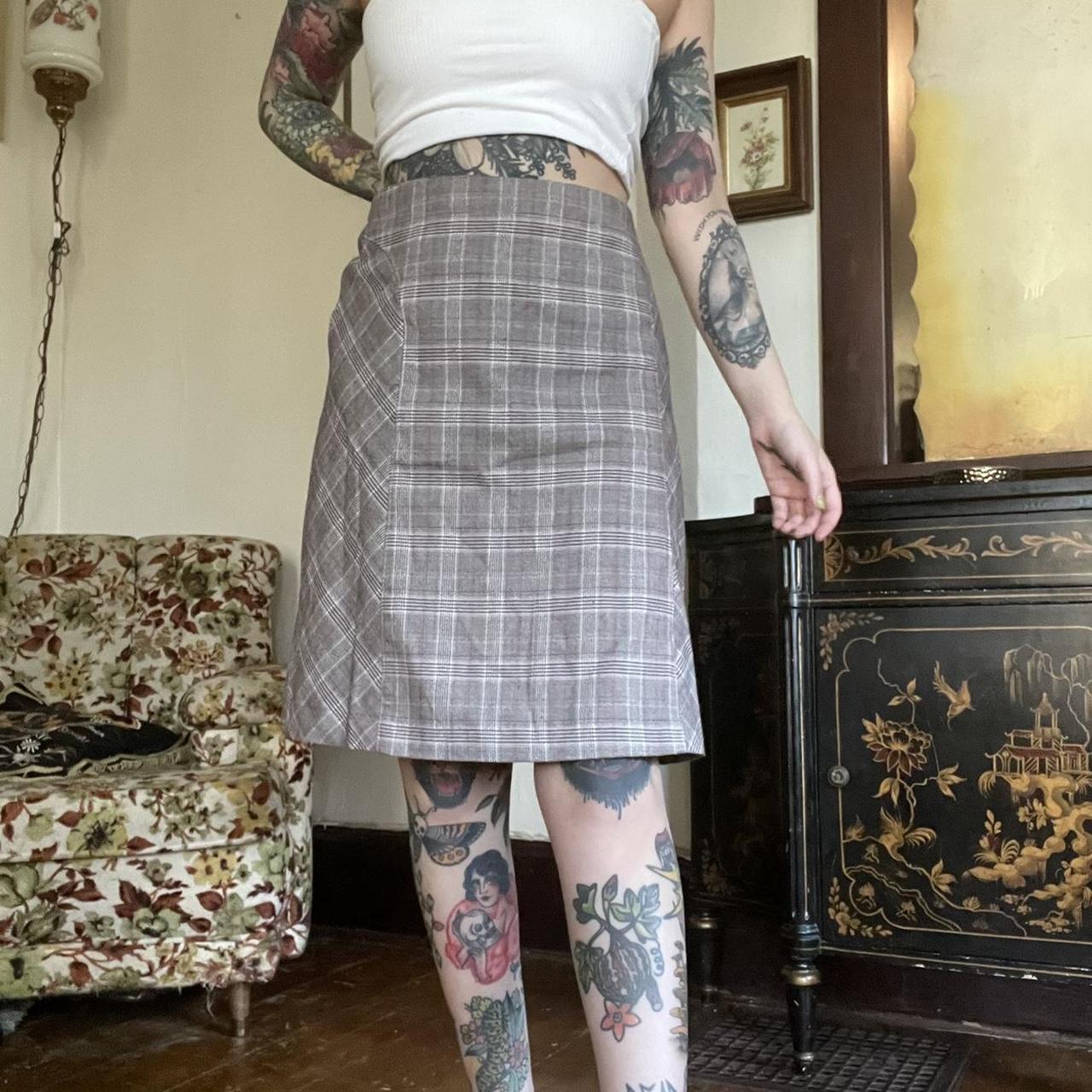 Grey and hotsell pink plaid skirt