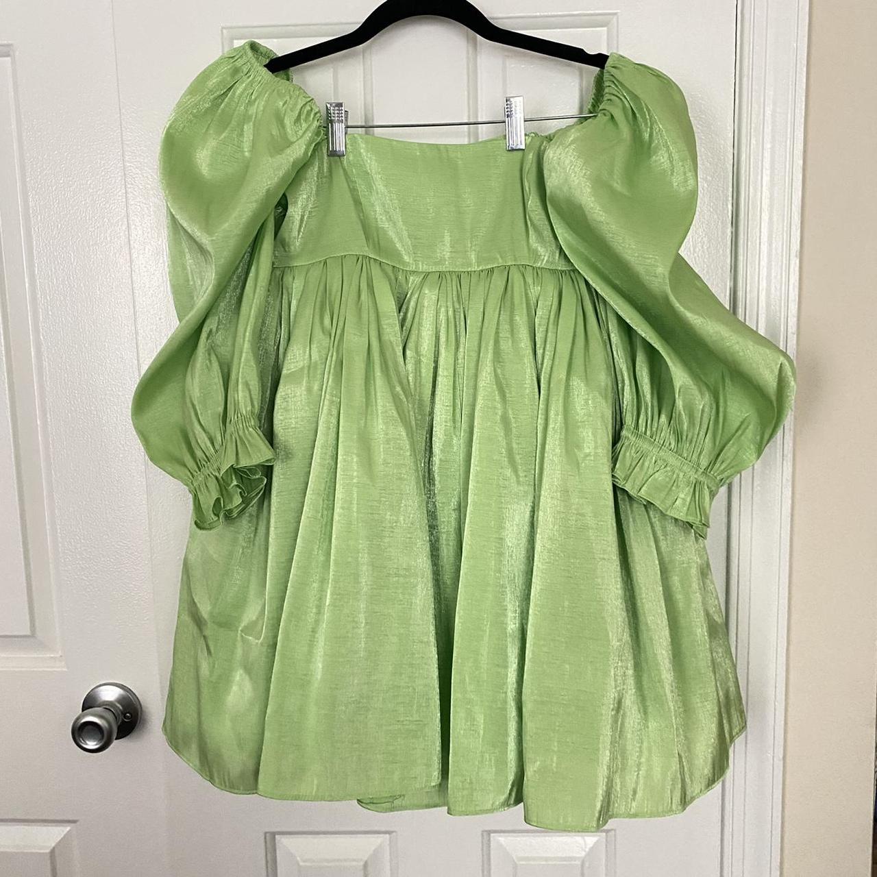 Selkie Avocado Green Puff Dress. Recycled organza,... - Depop