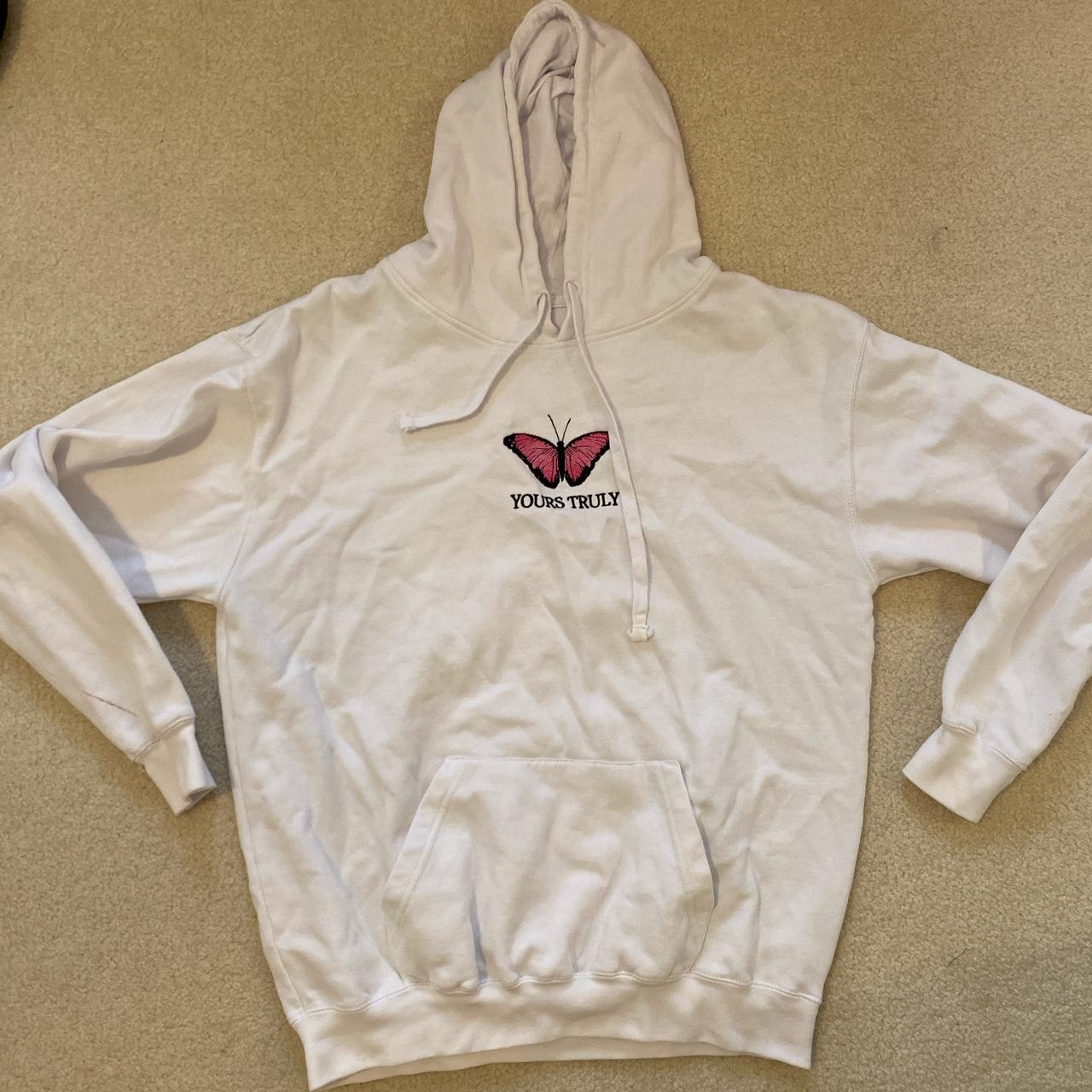 pink butterfly yours truly hoodie mark seen Free Depop