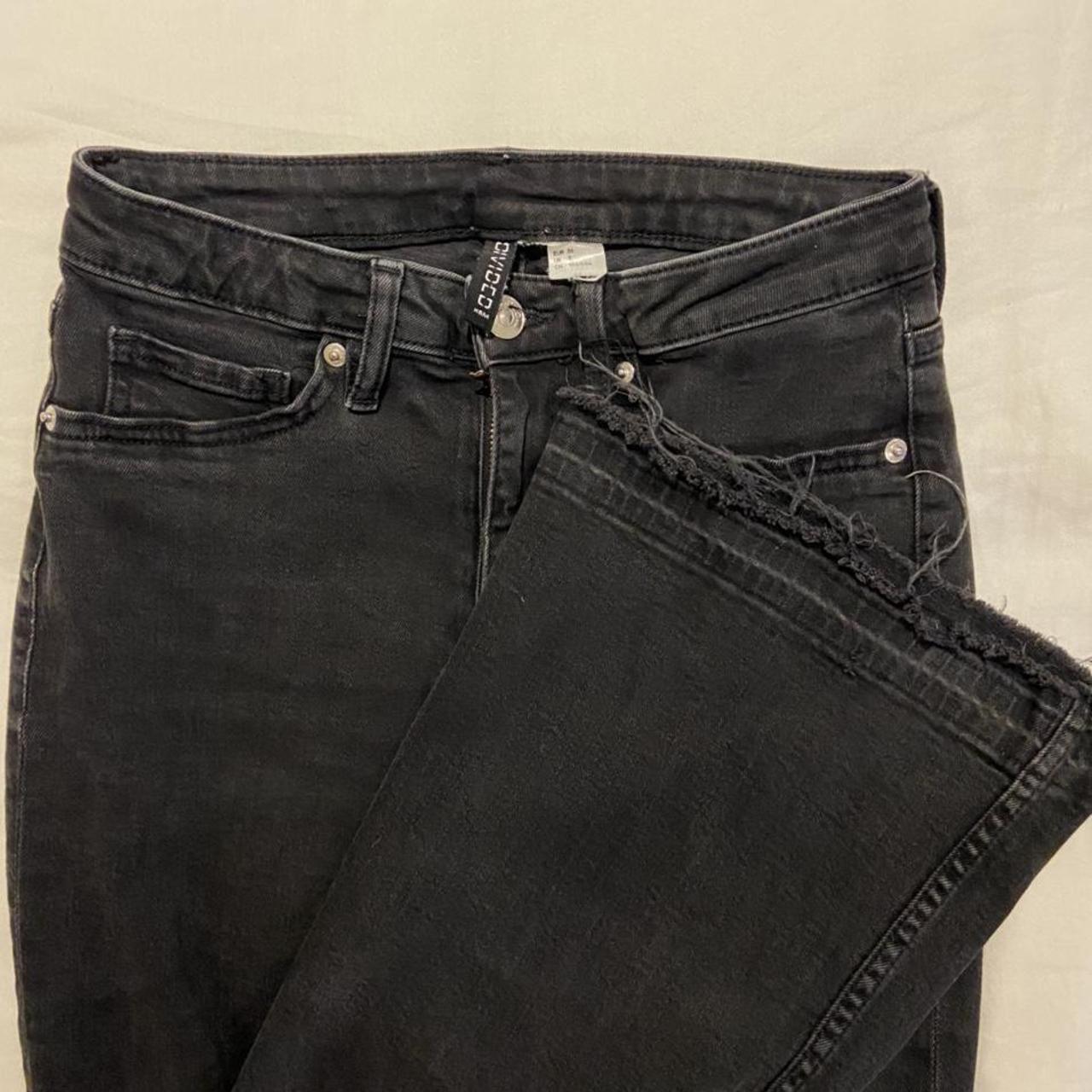 H&M washed black flare jeans (I took down the hems... - Depop