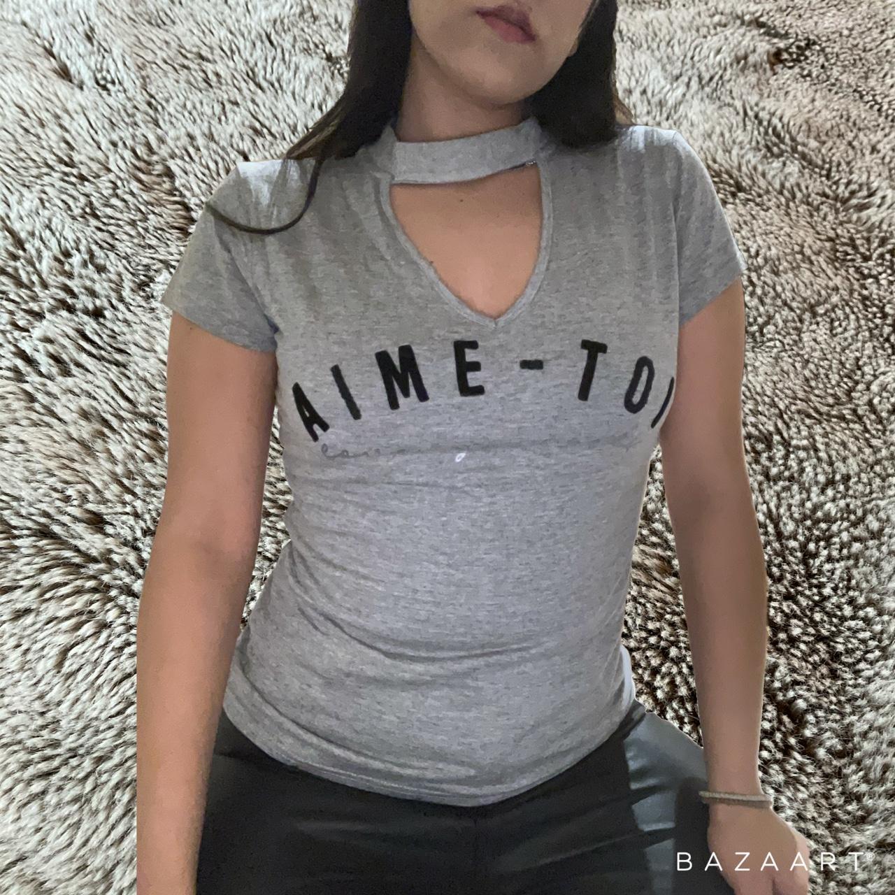 Debenhams Women's Black and Grey Tshirt Depop