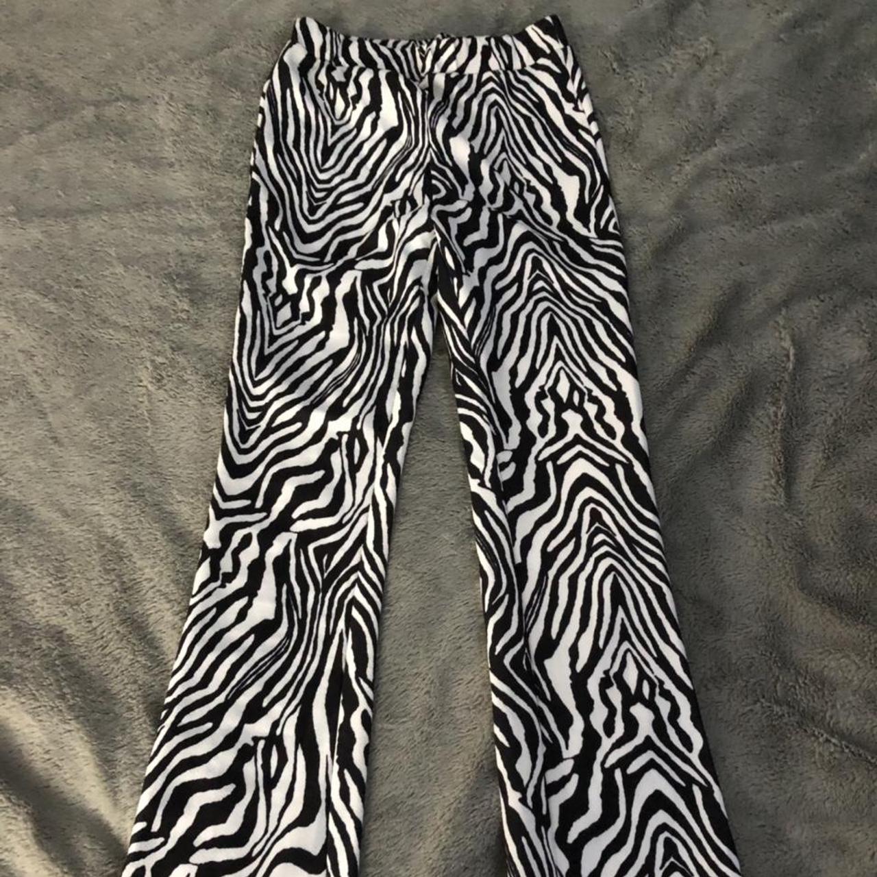 y2k flared zebra pants #zebra #flared #depop... - Depop