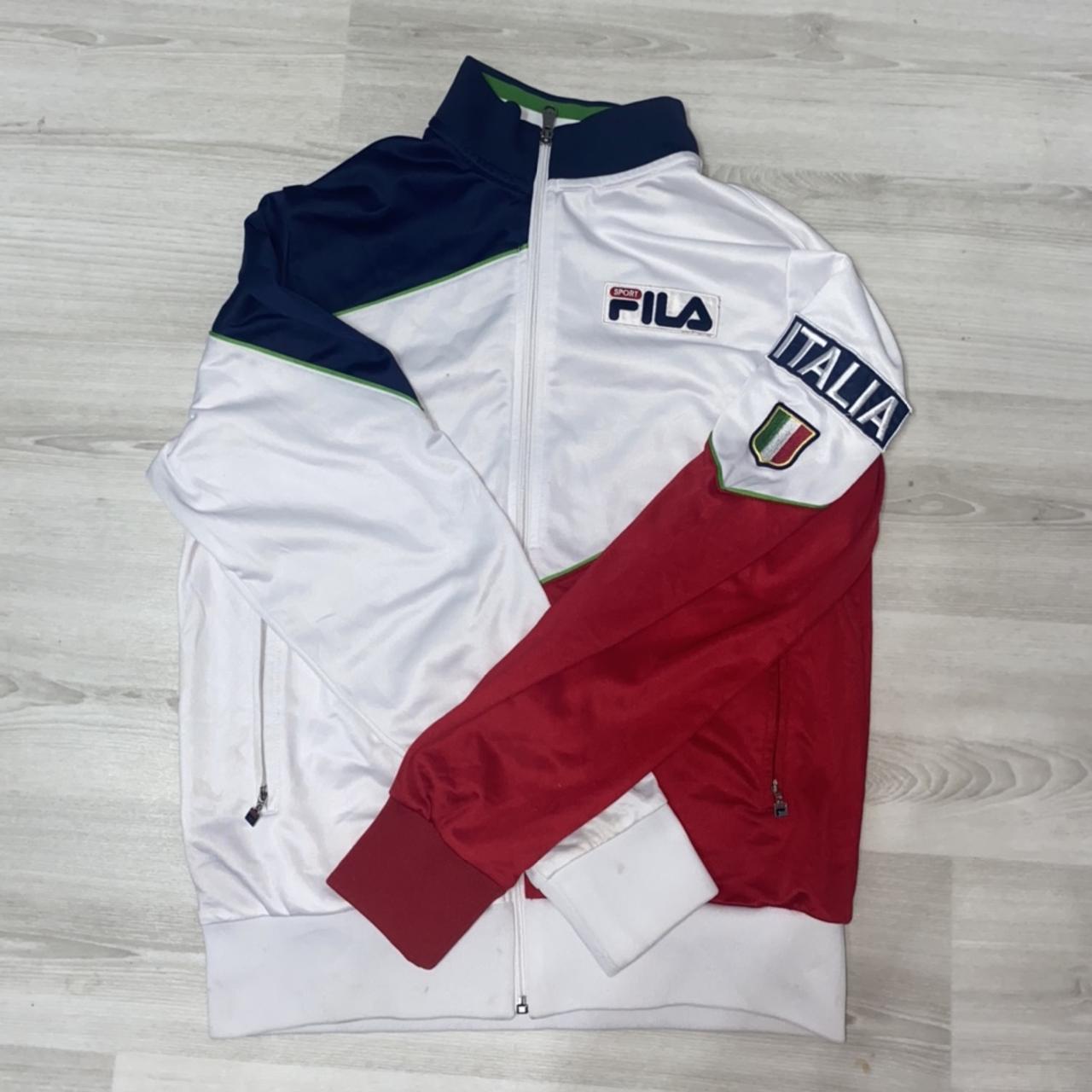 Fila Italia Track Top in White, Red and Blue In... - Depop