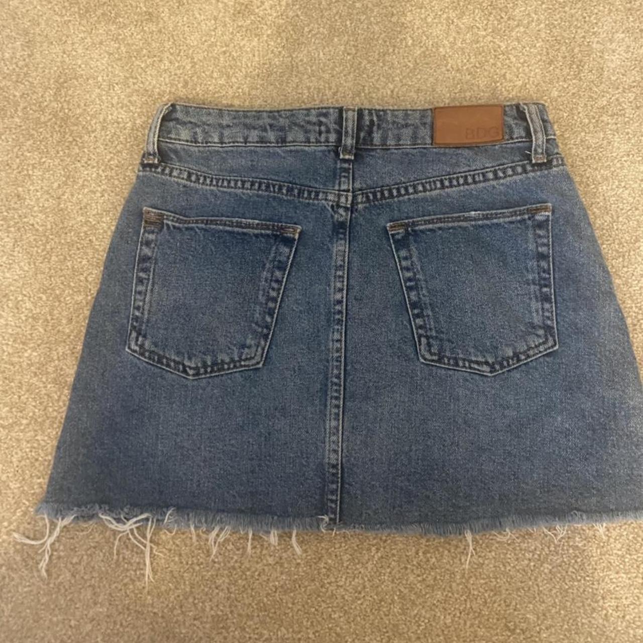 Blue denim mini skirt with pockets front and... - Depop