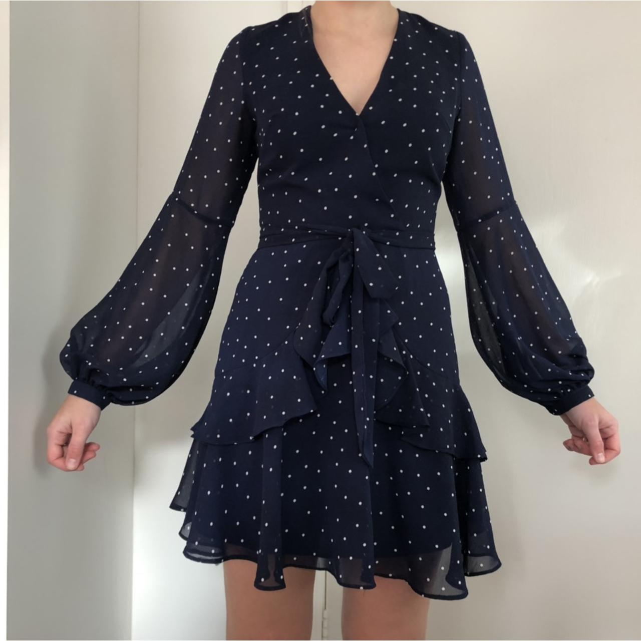 womens polka dot wrap dress