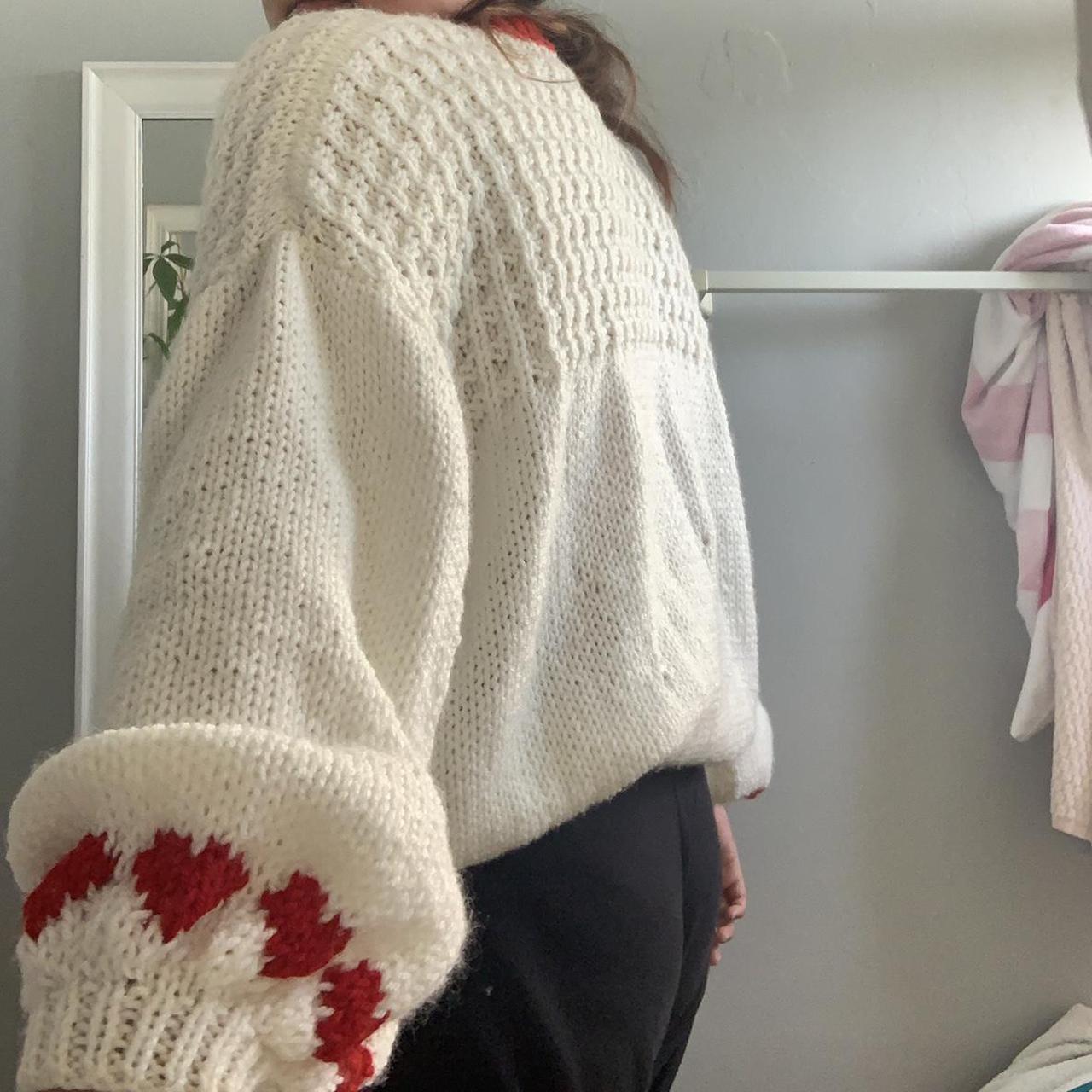 Red and White Heart Sweater ️ This is a hand - Depop