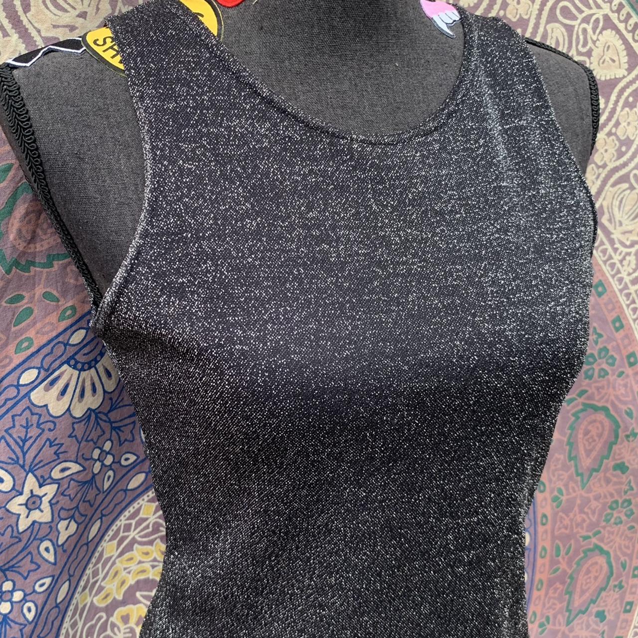 Women's Black and Silver Vest Depop