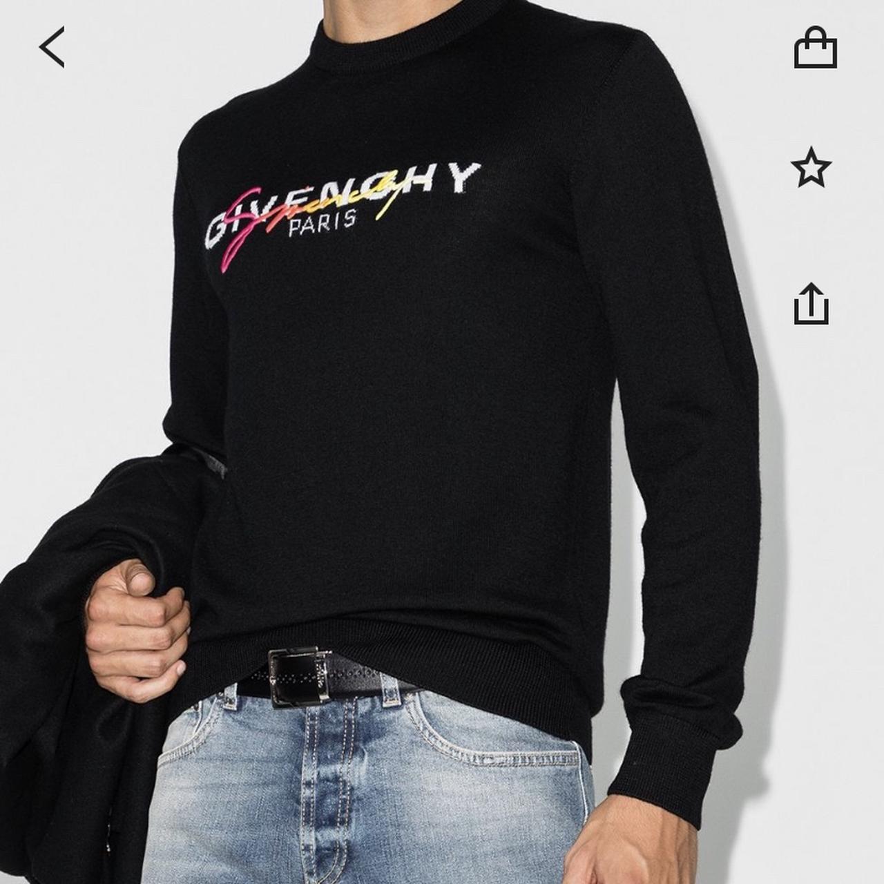 GIVENCHY RAINBOW LOGO EMBROIDERED WOOL KNIT SWEATER