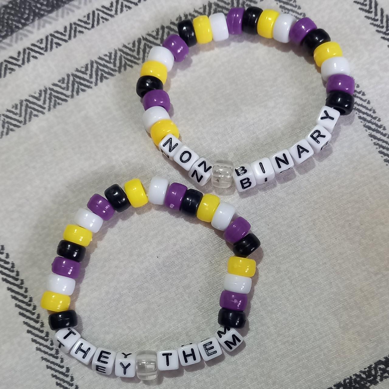 🖤💜💛 Non-binary & They/Them Kandi 💛💜🖤 - Comes as... - Depop