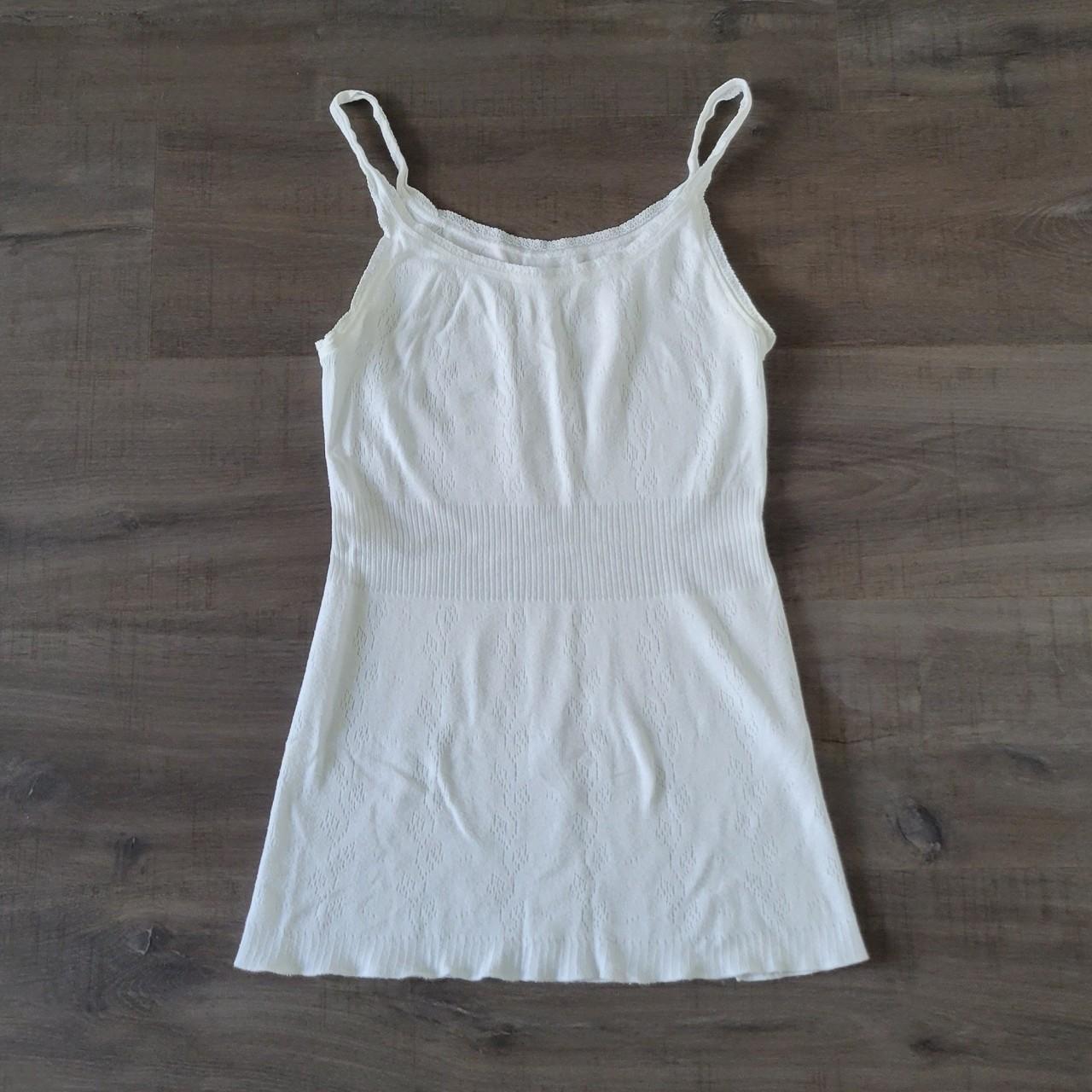 pointelle lace cami top, no size or tag but fits... - Depop