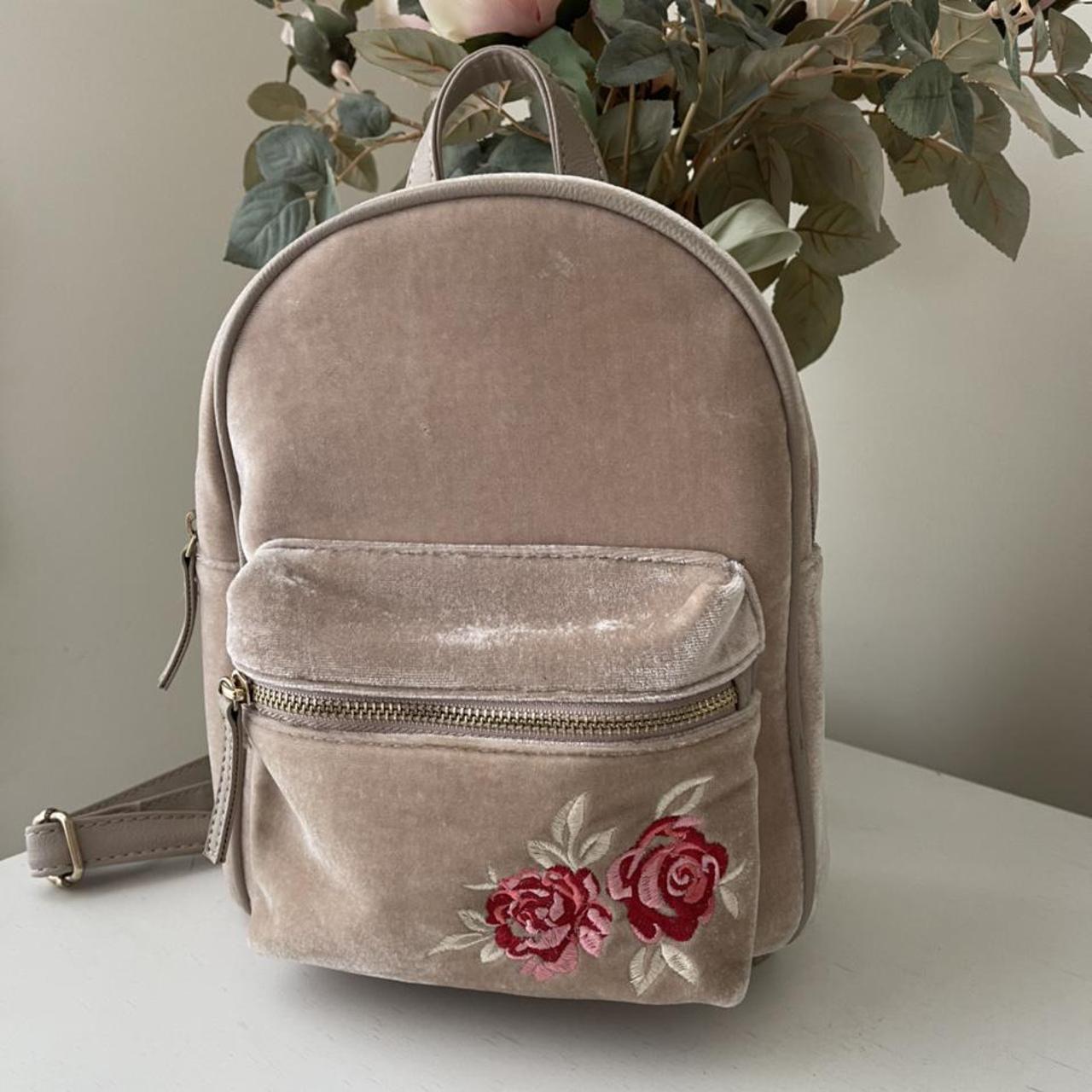 Rose embroidered cheap mini backpack