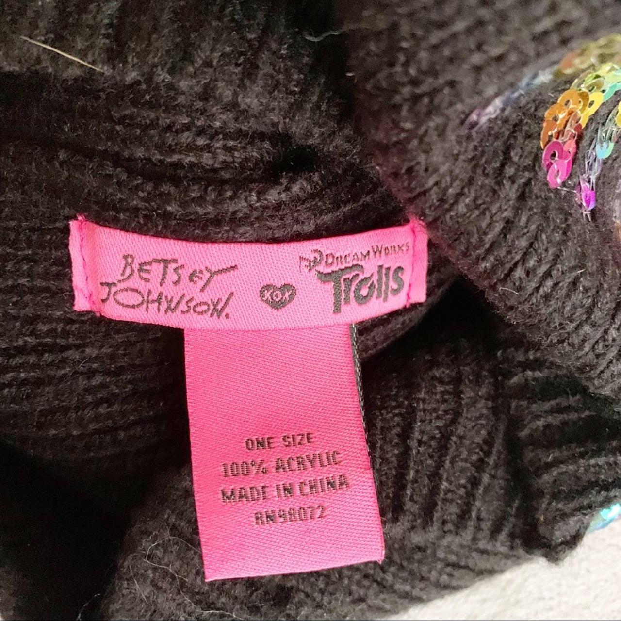 Betsey Johnson X Trolls Happy Black Sequined Pom... - Depop