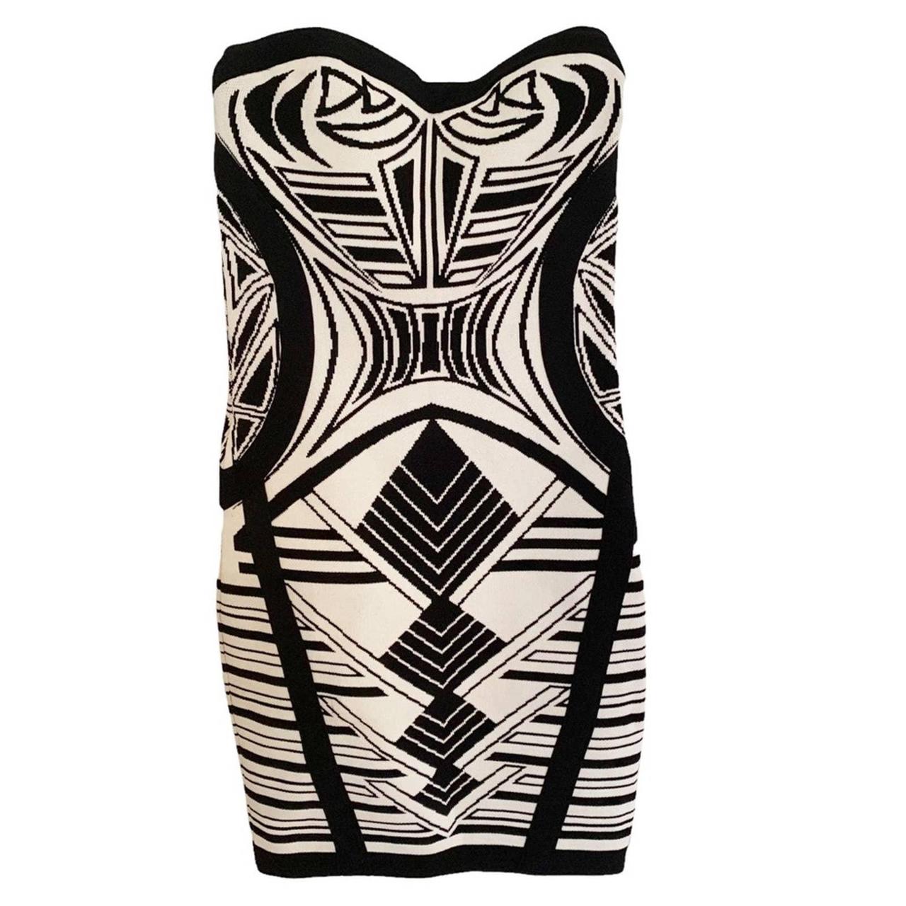 WOW Couture Black White Aztec Bandage Dress Bodycon... - Depop