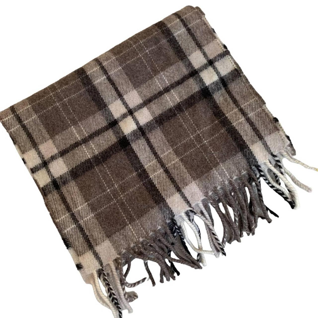 Avoca Mills Plaid 100 Wool Scarf G1933 Grey,... Depop