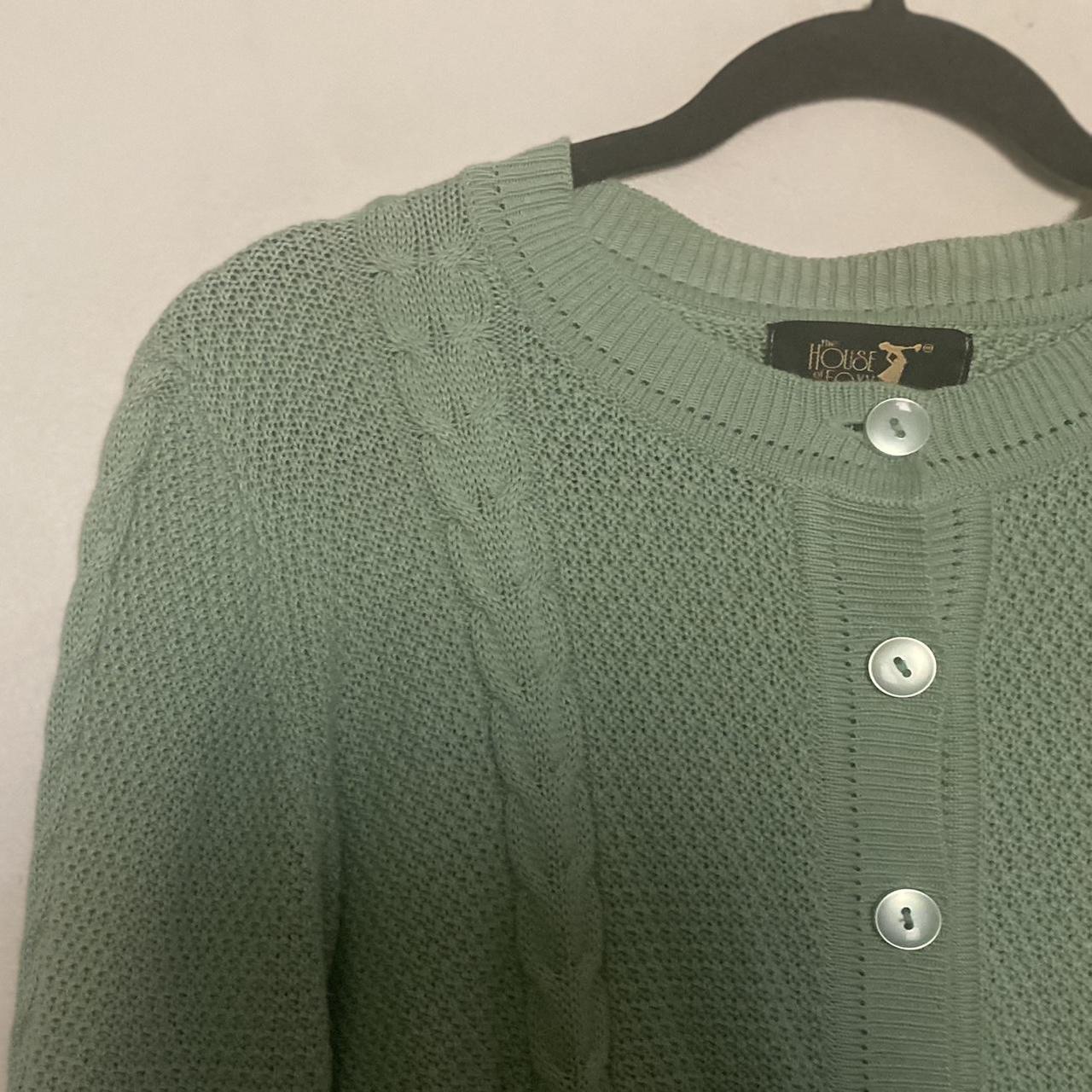 House Of Foxy Cable Cardigan - Seafoam Green - Size... - Depop