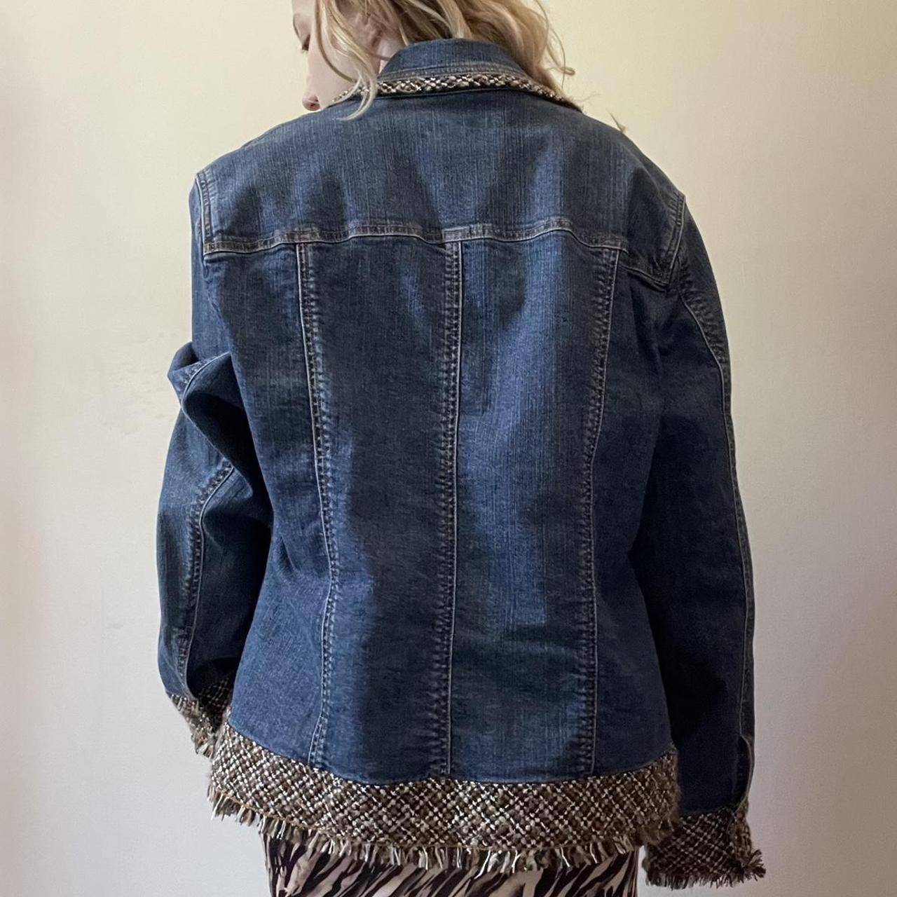 Denim Jacket With Checked Fringe Made By Coldwater - Depop